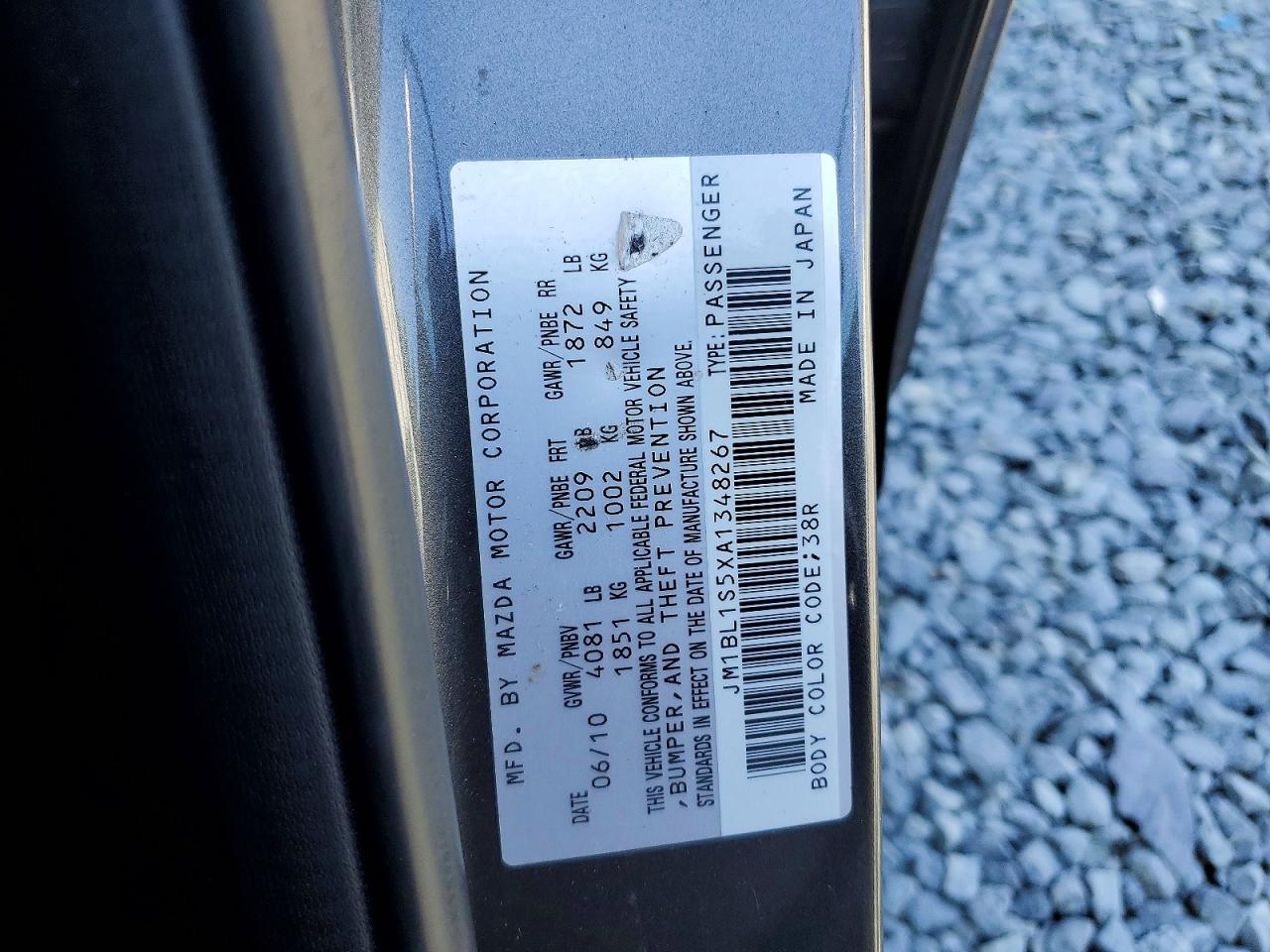 2010 Mazda 3 S Gray vin: JM1BL1S5XA1348267