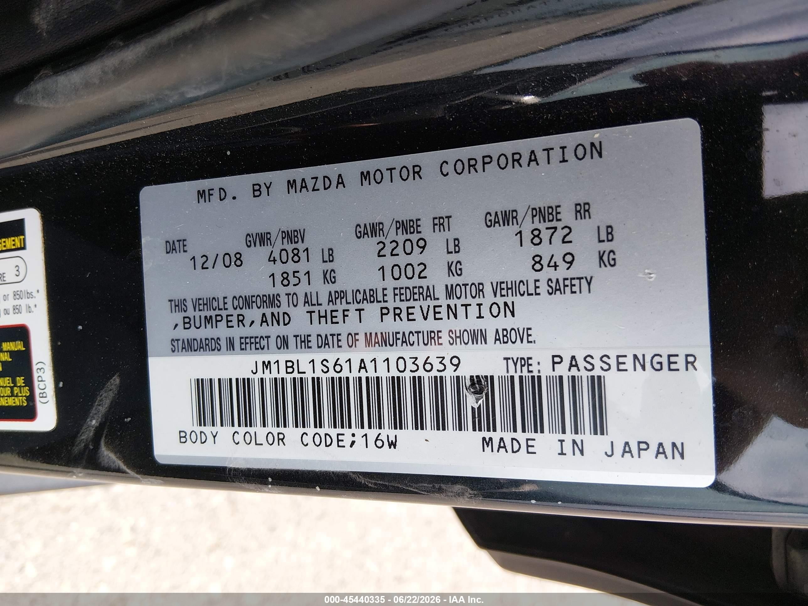 2010 Mazda Mazda3 S Sport Black vin: JM1BL1S61A1103639