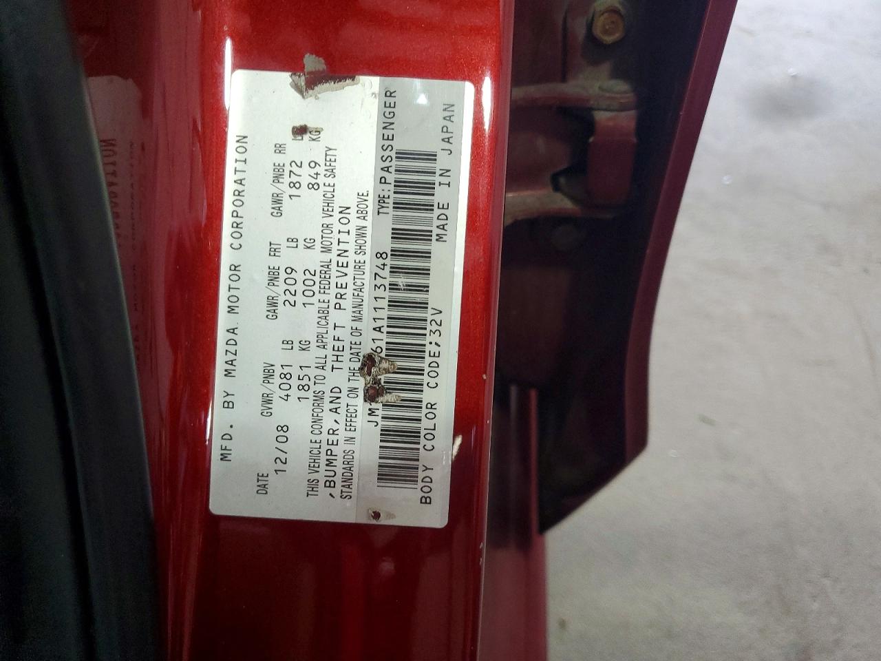 2010 Mazda 3 S Red vin: JM1BL1S61A1113748