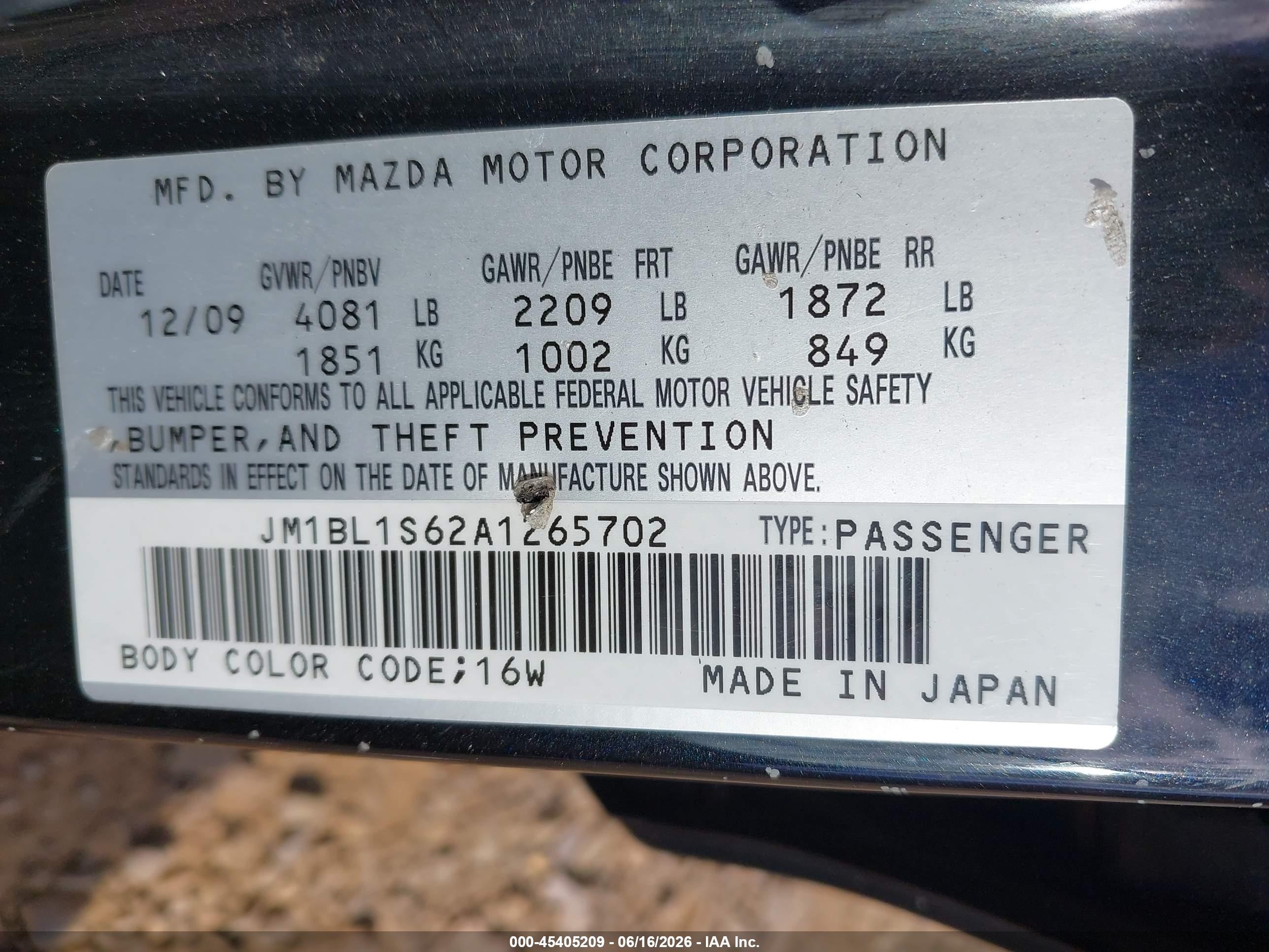 2010 Mazda Mazda3 S Sport Black vin: JM1BL1S62A1265702