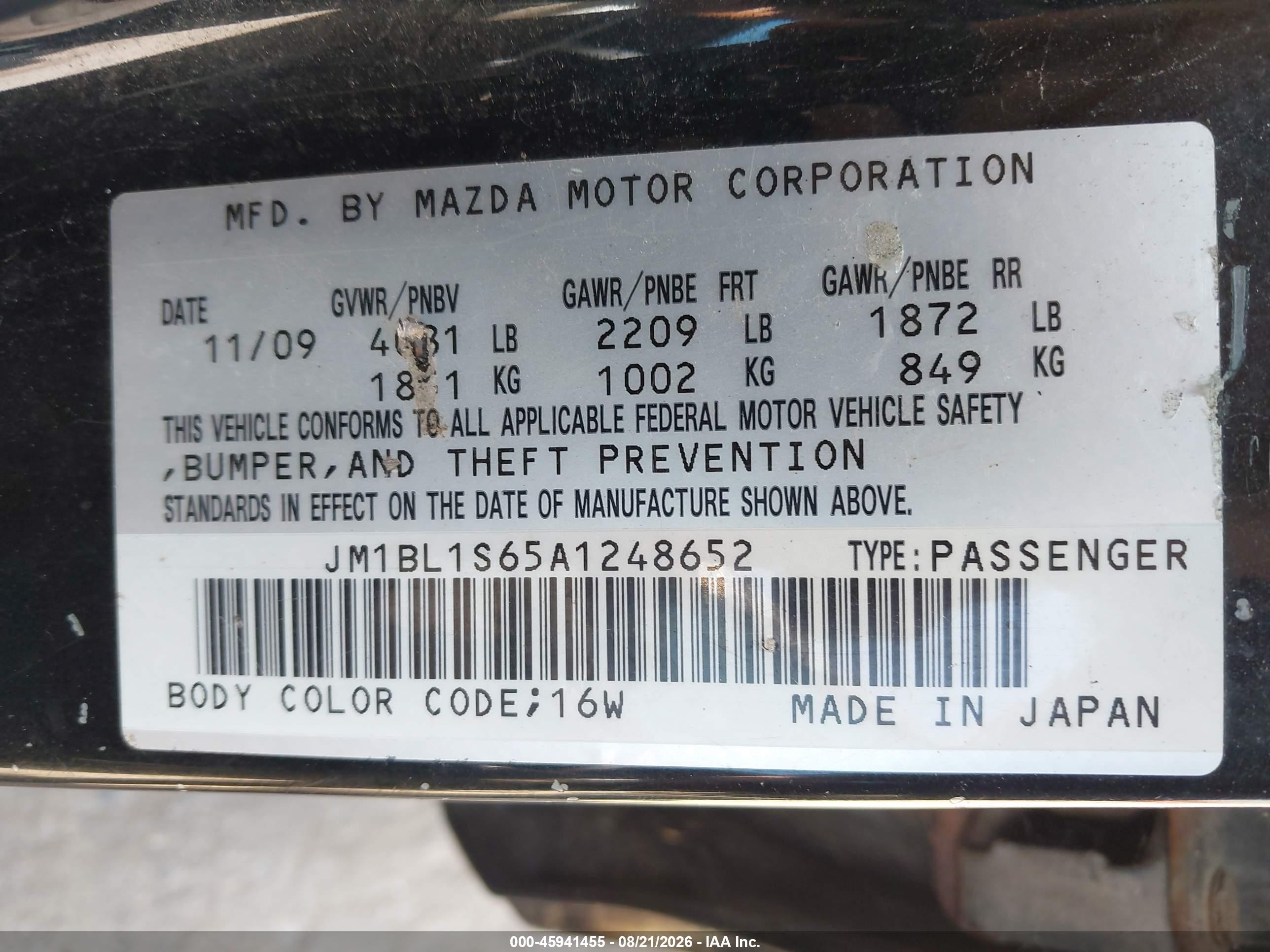 2010 Mazda Mazda3 S Grand Touring Black vin: JM1BL1S65A1248652