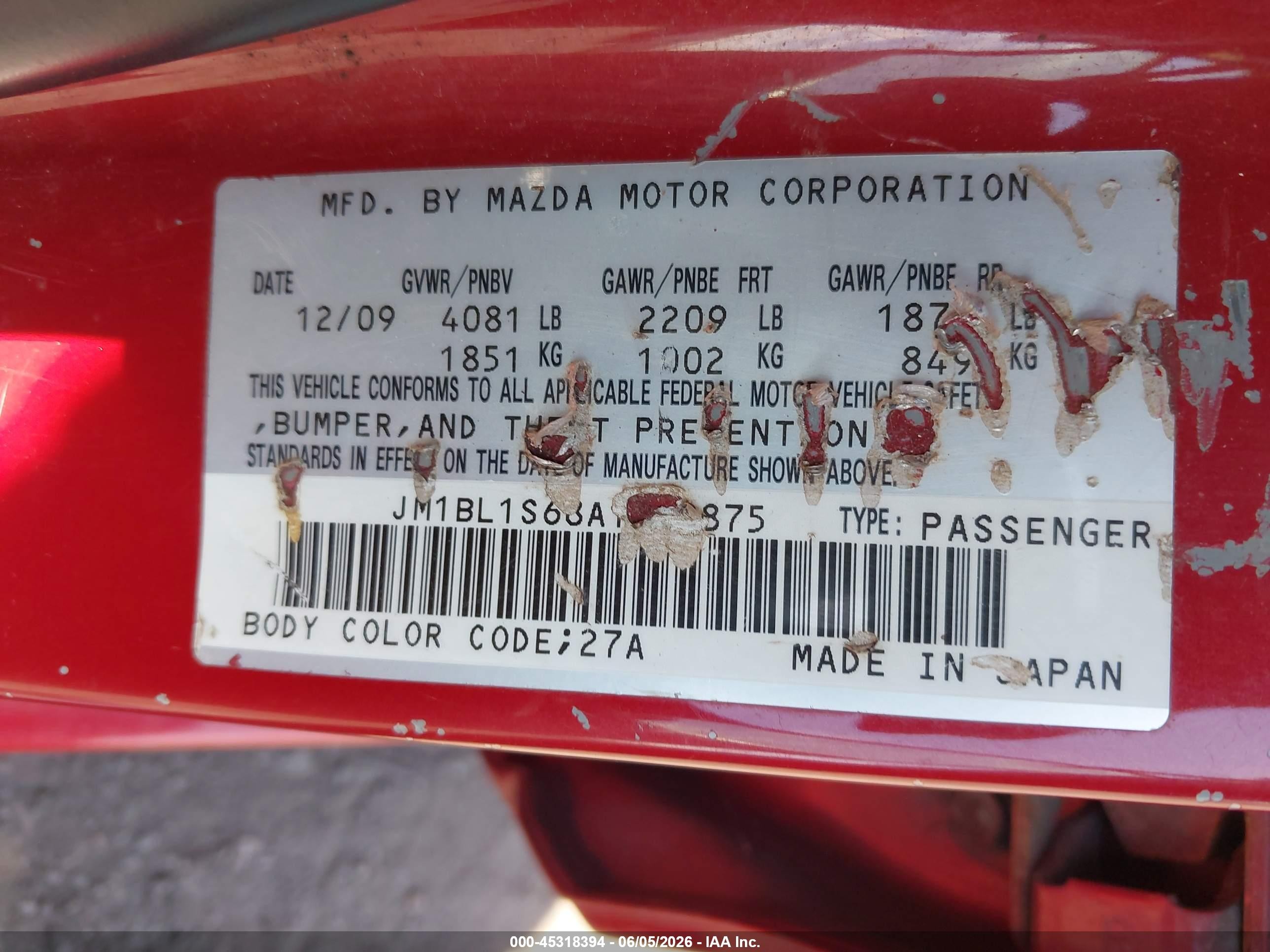2010 Mazda Mazda3 S Grand Touring Red vin: JM1BL1S68A1260875