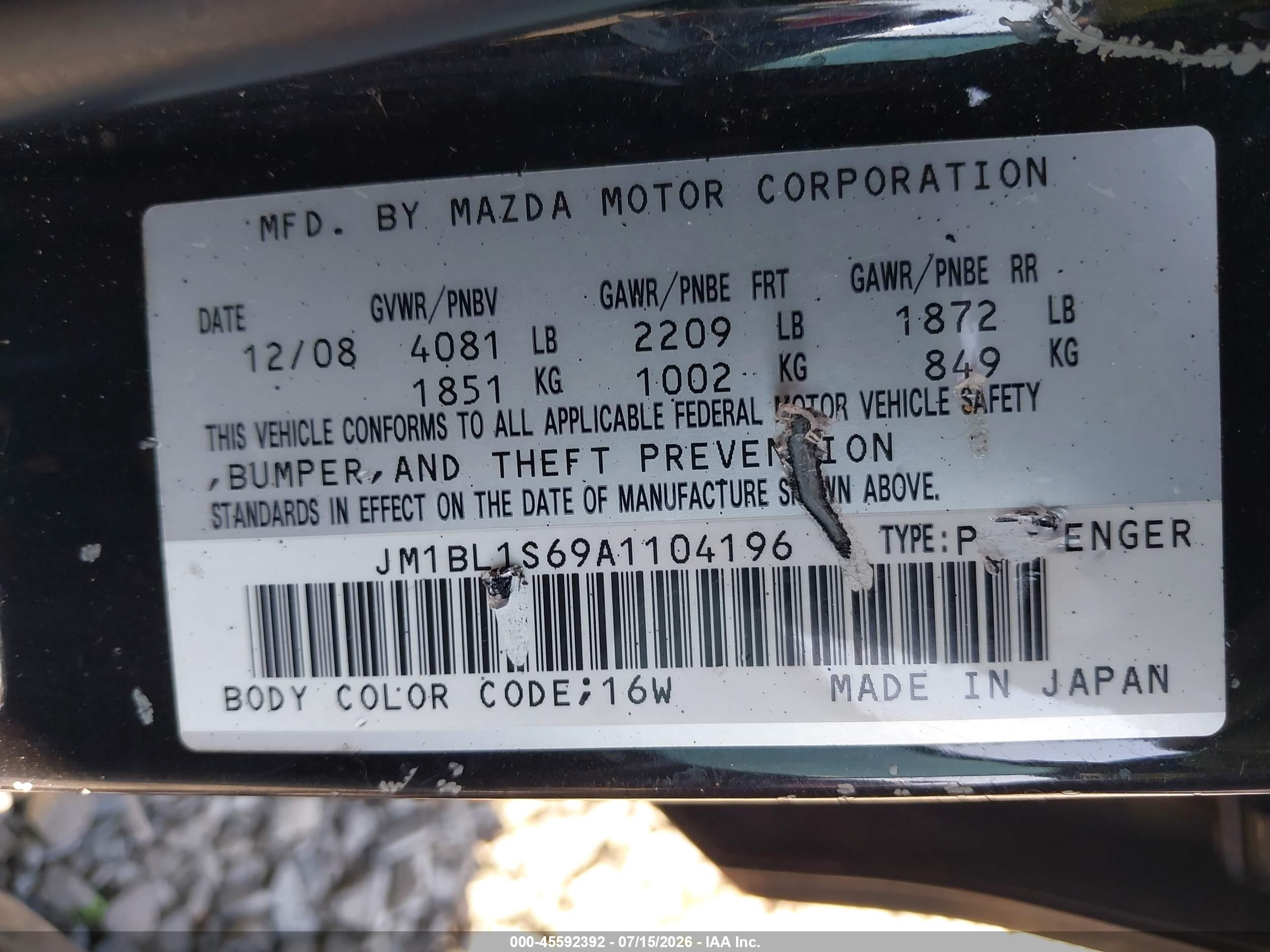 2010 Mazda Mazda3 S Sport Black vin: JM1BL1S69A1104196