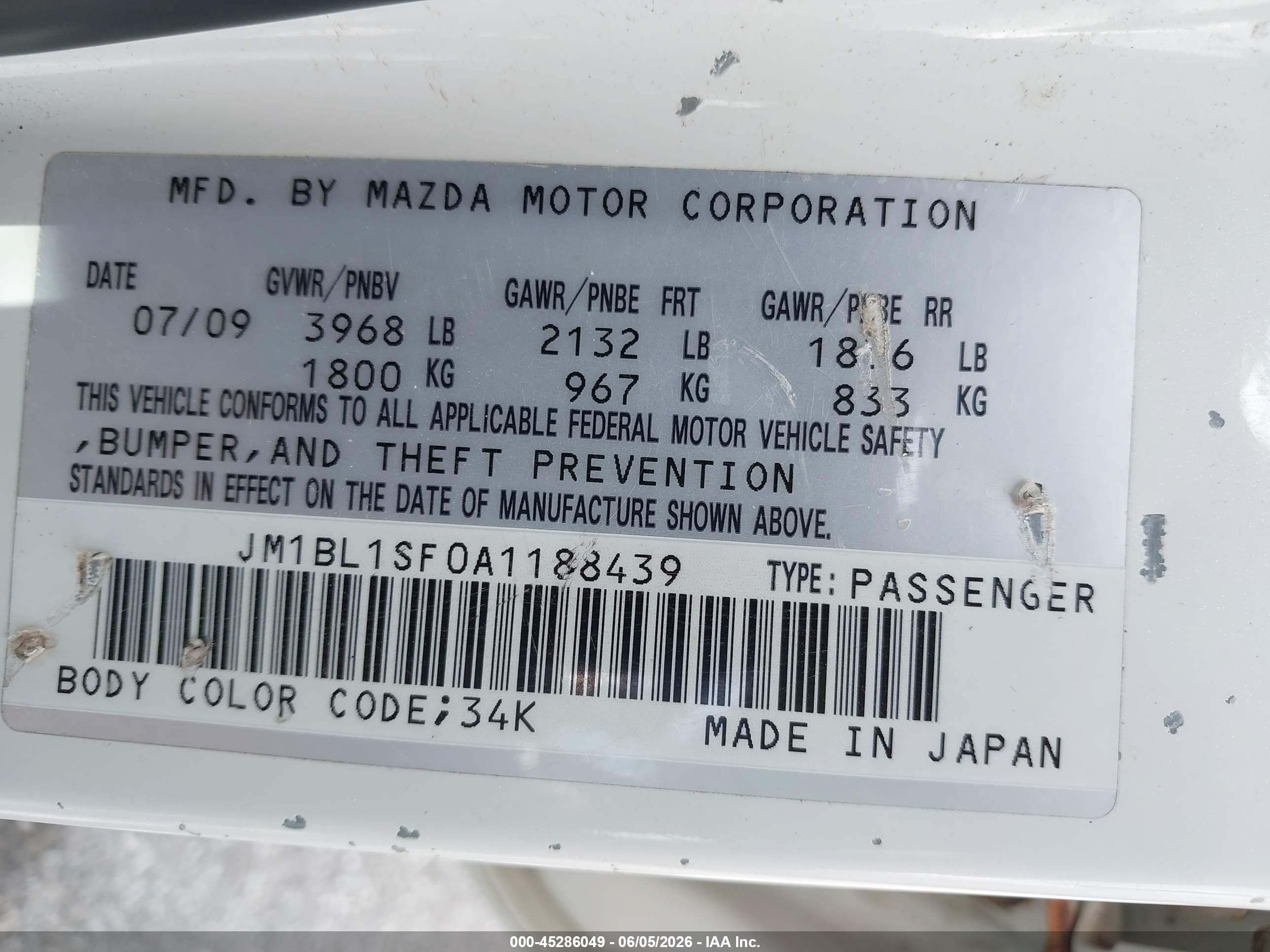 2010 Mazda Mazda3 I Touring White vin: JM1BL1SF0A1188439