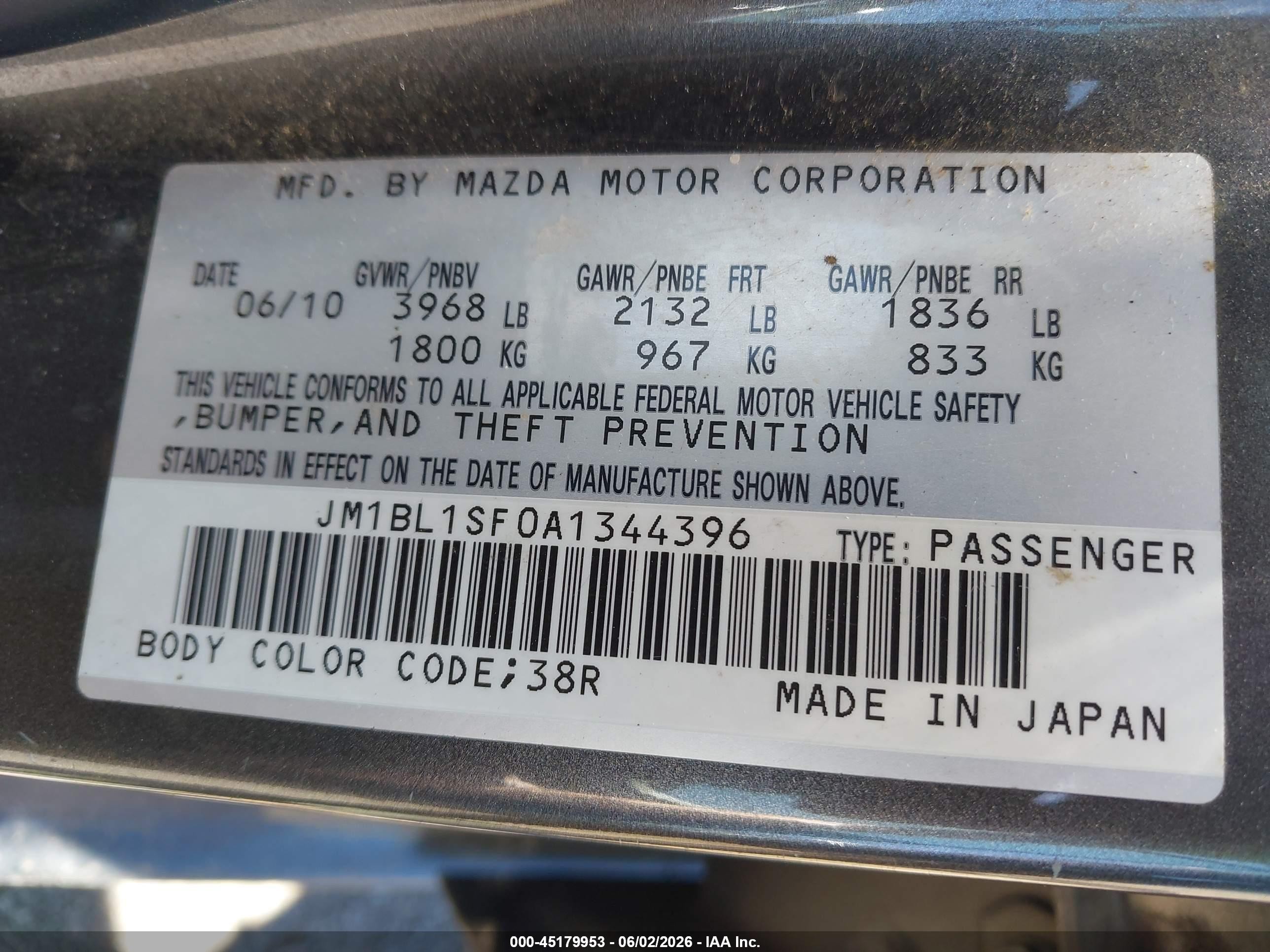2010 Mazda Mazda3 I Touring Gray vin: JM1BL1SF0A1344396