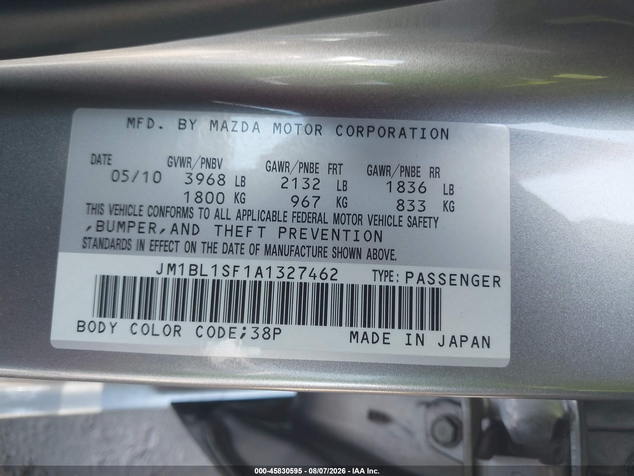 2010 Mazda Mazda3 I Sport Silver vin: JM1BL1SF1A1327462