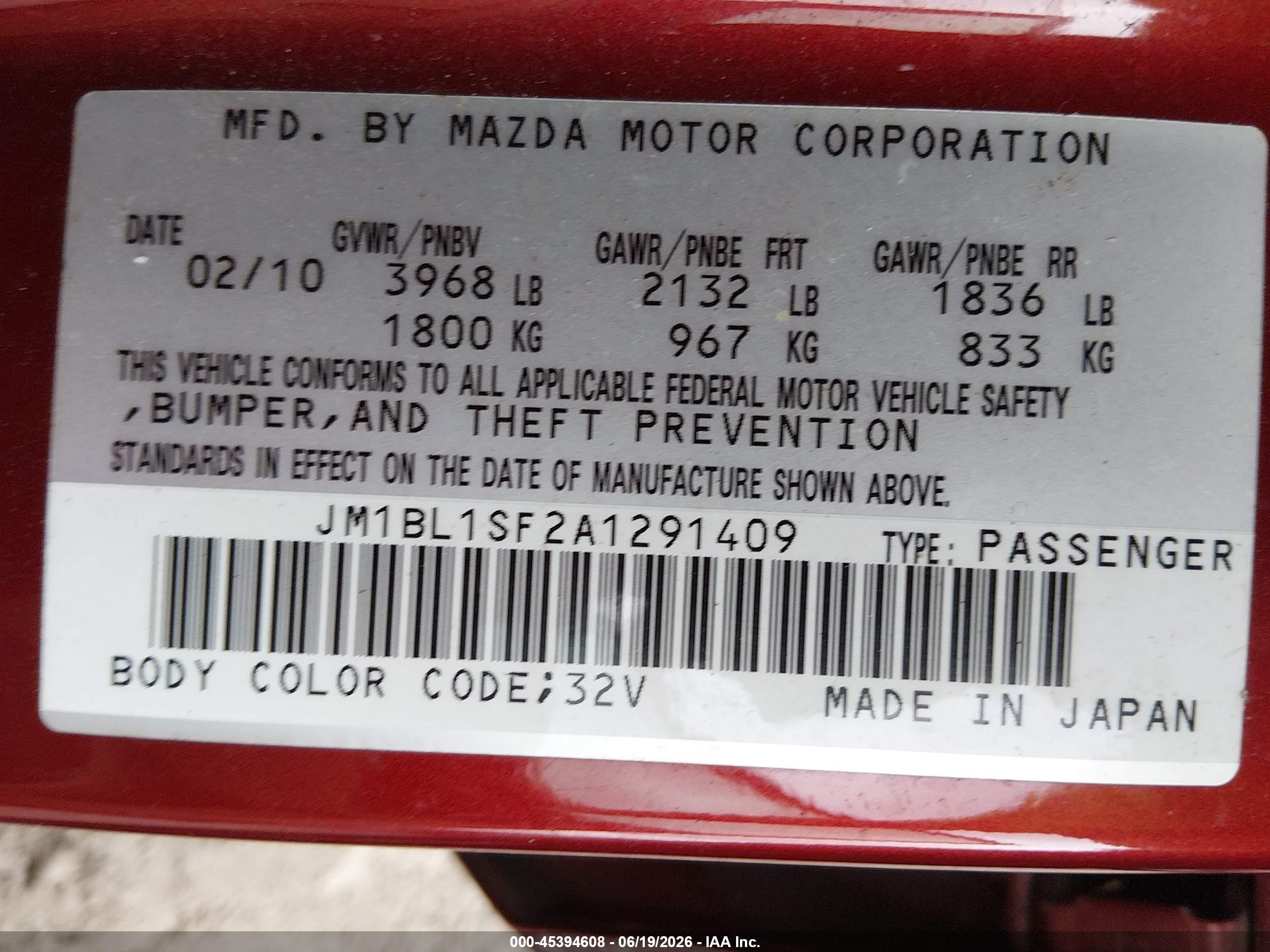 2010 Mazda Mazda3 I Touring Red vin: JM1BL1SF2A1291409