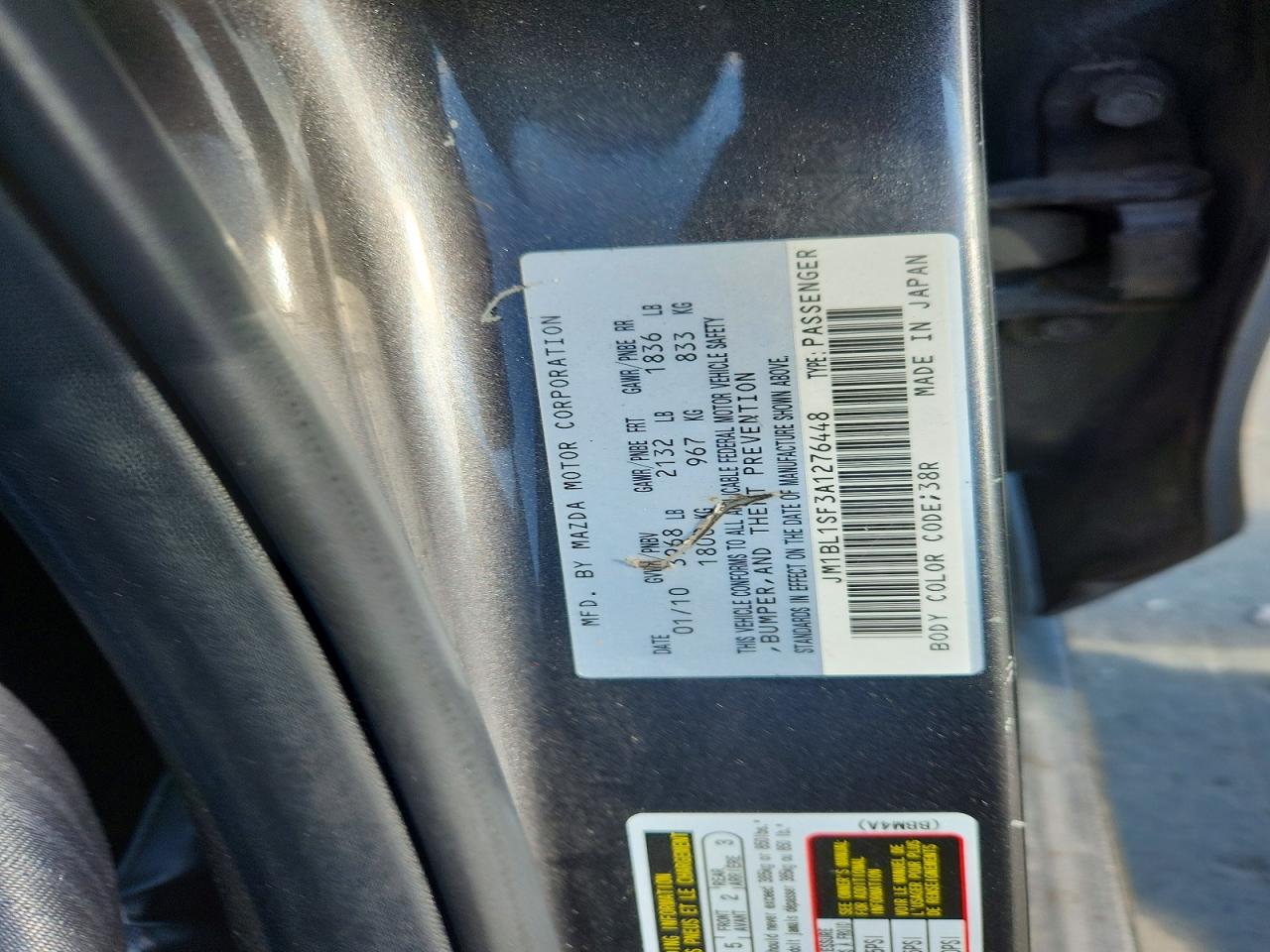 2010 Mazda 3 I Gray vin: JM1BL1SF3A1276448