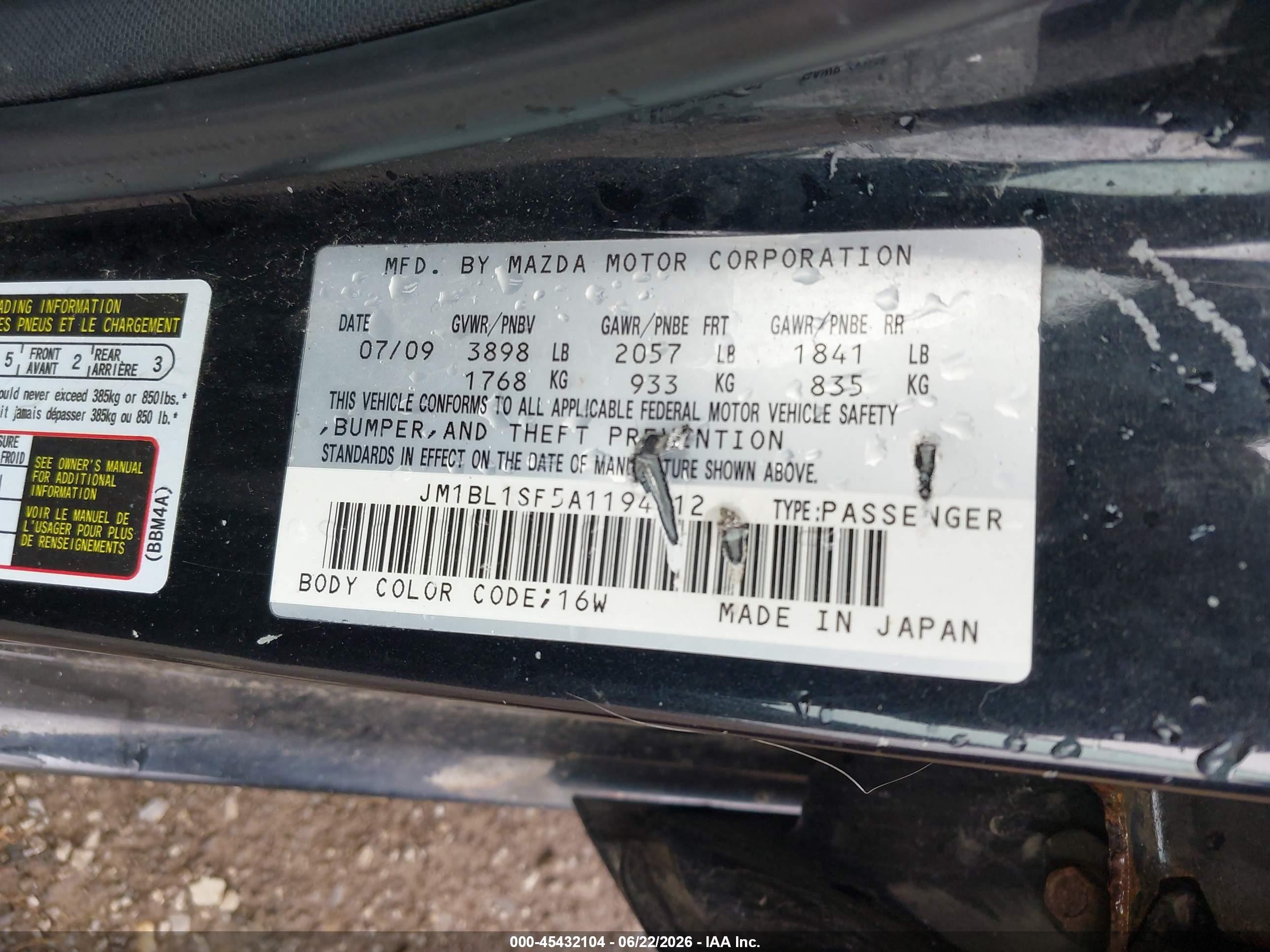 2010 Mazda Mazda3 I Touring Black vin: JM1BL1SF5A1194012