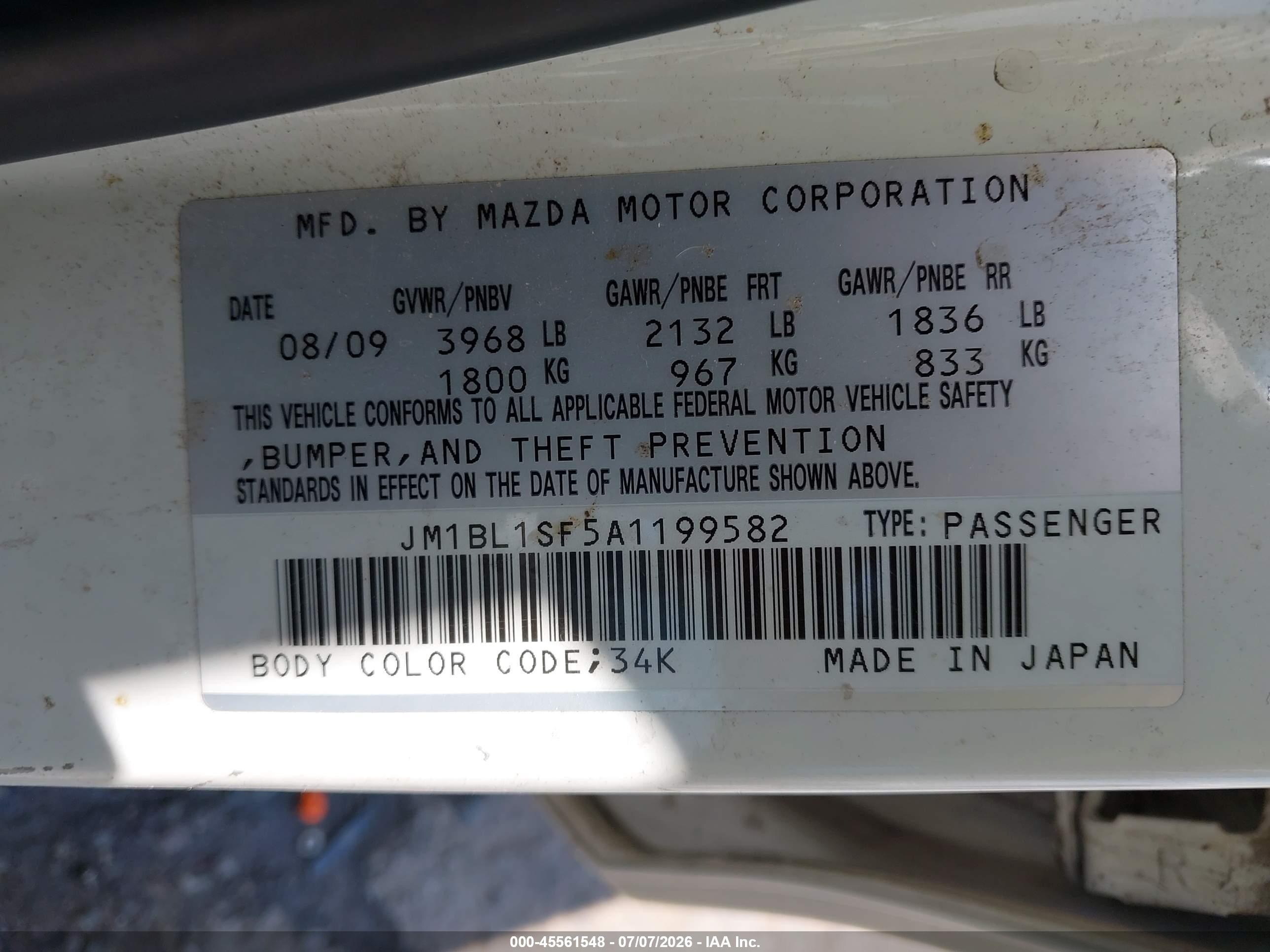 2010 Mazda Mazda3 I Sport White vin: JM1BL1SF5A1199582