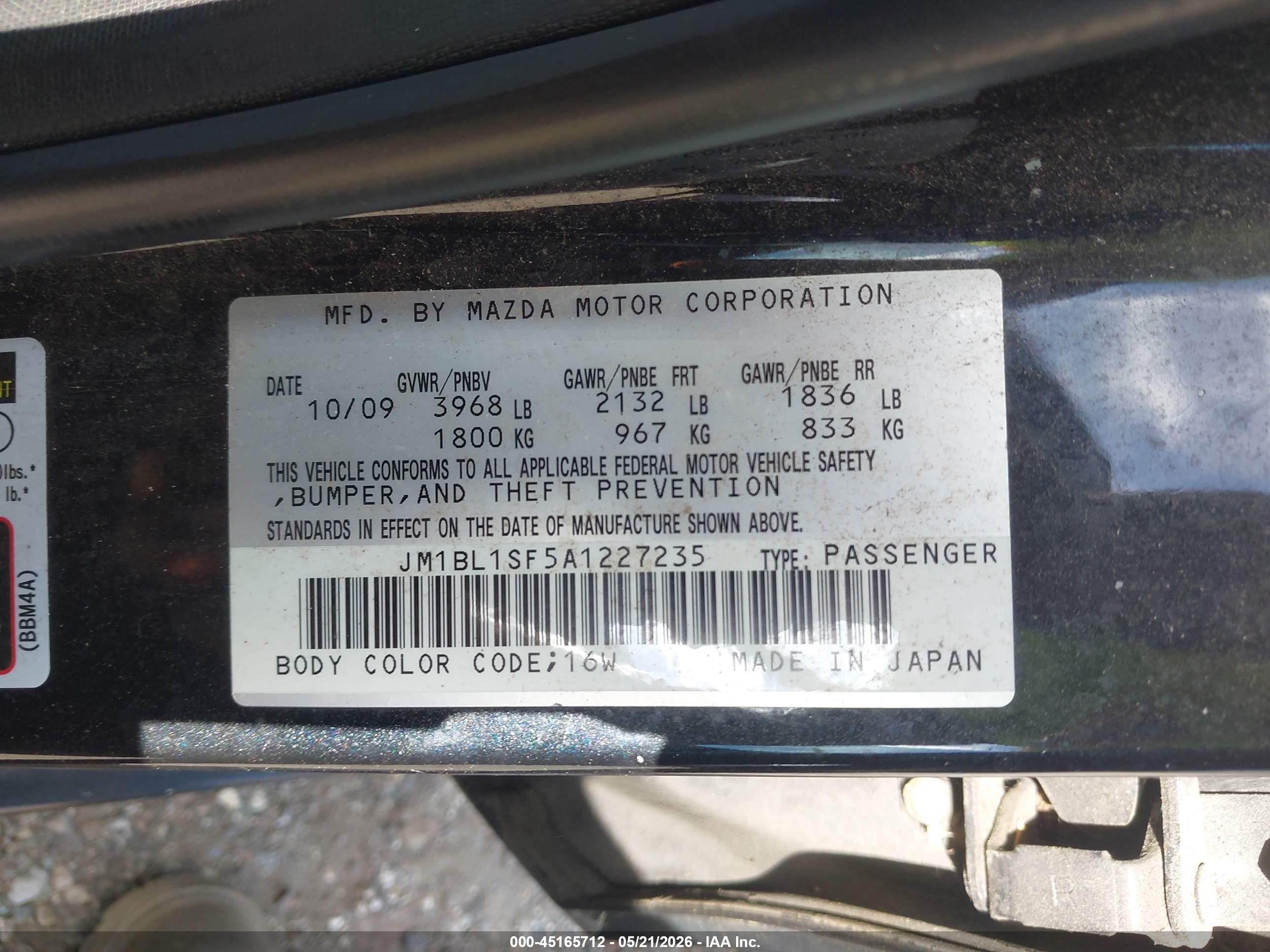 2010 Mazda Mazda3 I Sport Black vin: JM1BL1SF5A1227235