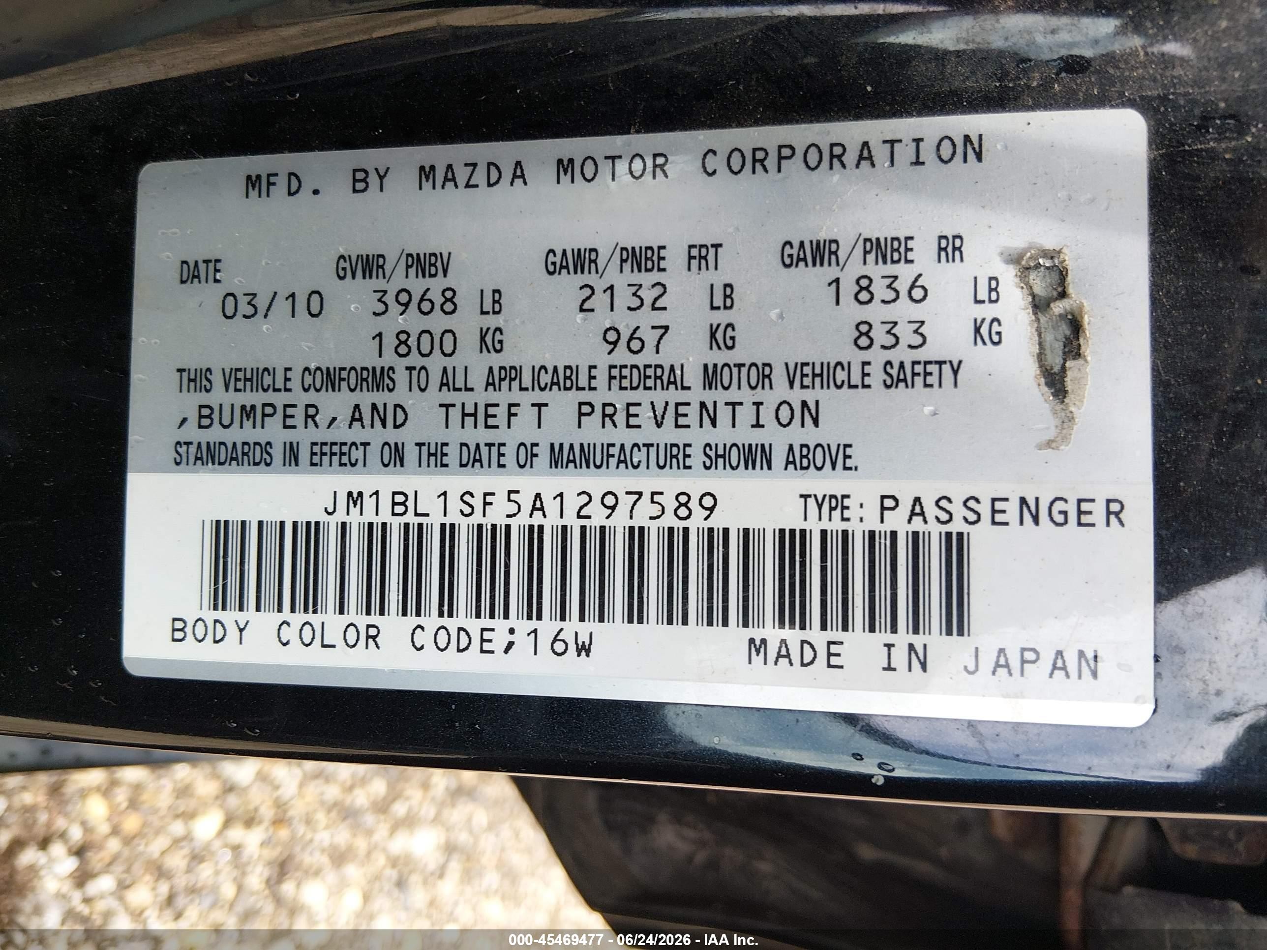 2010 Mazda Mazda3 I Sport Black vin: JM1BL1SF5A1297589