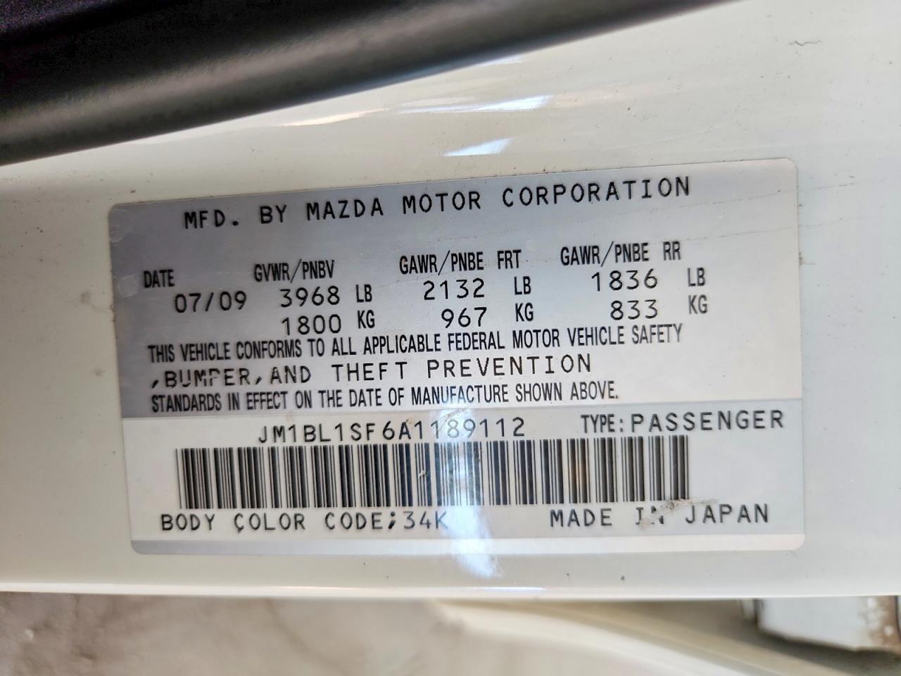 2010 Mazda 3 I White vin: JM1BL1SF6A1189112