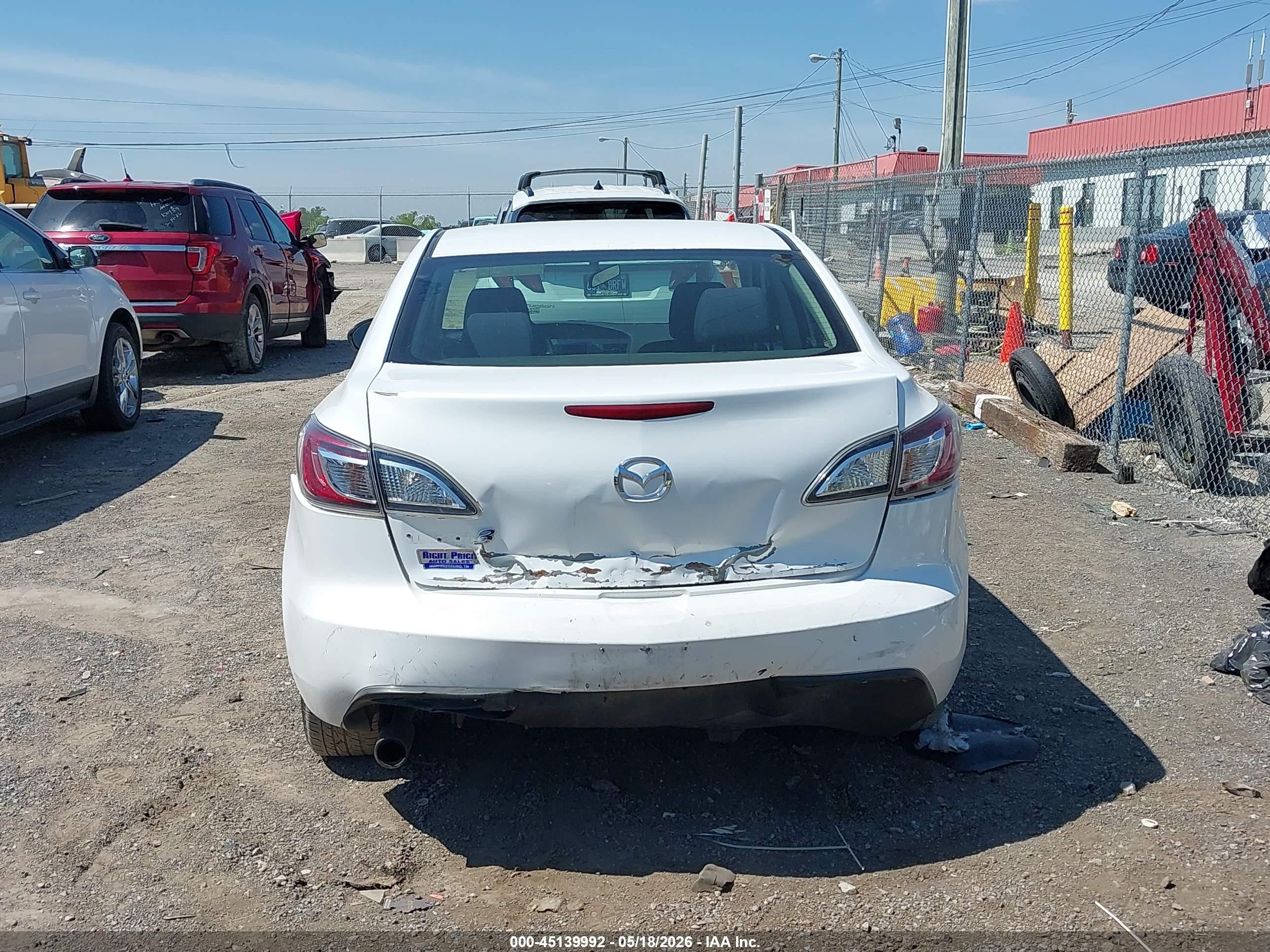 2010 Mazda Mazda3 I Touring White vin: JM1BL1SF6A1243296