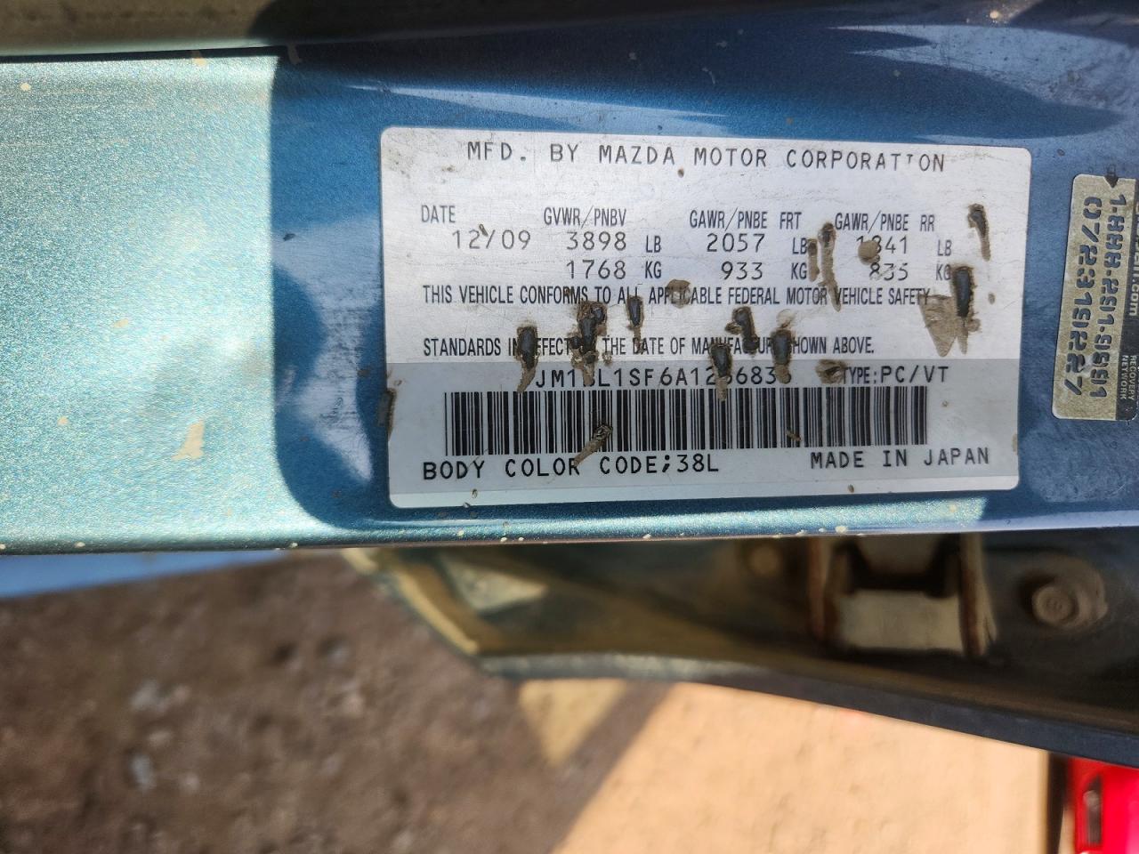 2010 Mazda 3 I Blue vin: JM1BL1SF6A1266836