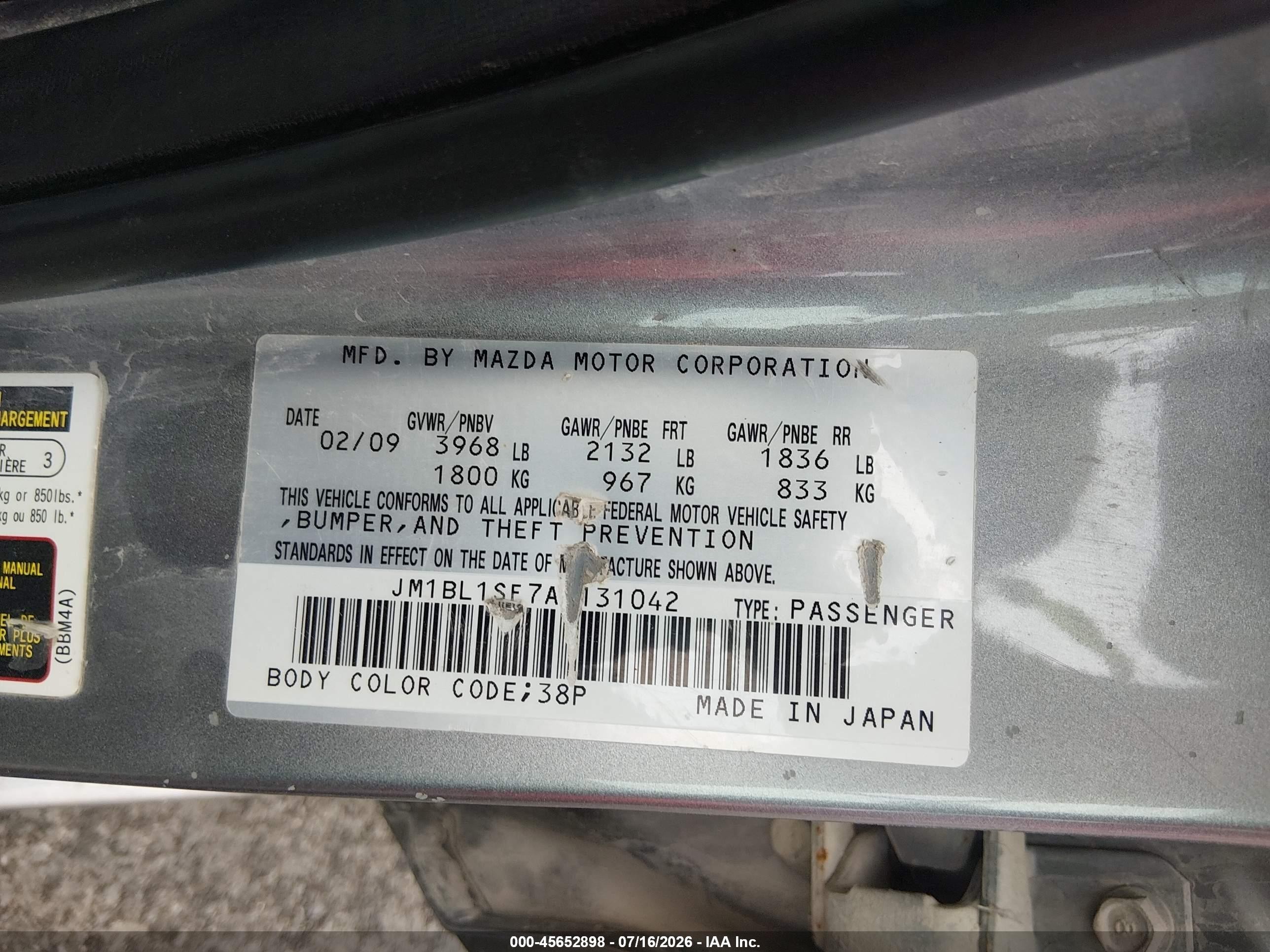 2010 Mazda Mazda3 I Touring Gray vin: JM1BL1SF7A1131042