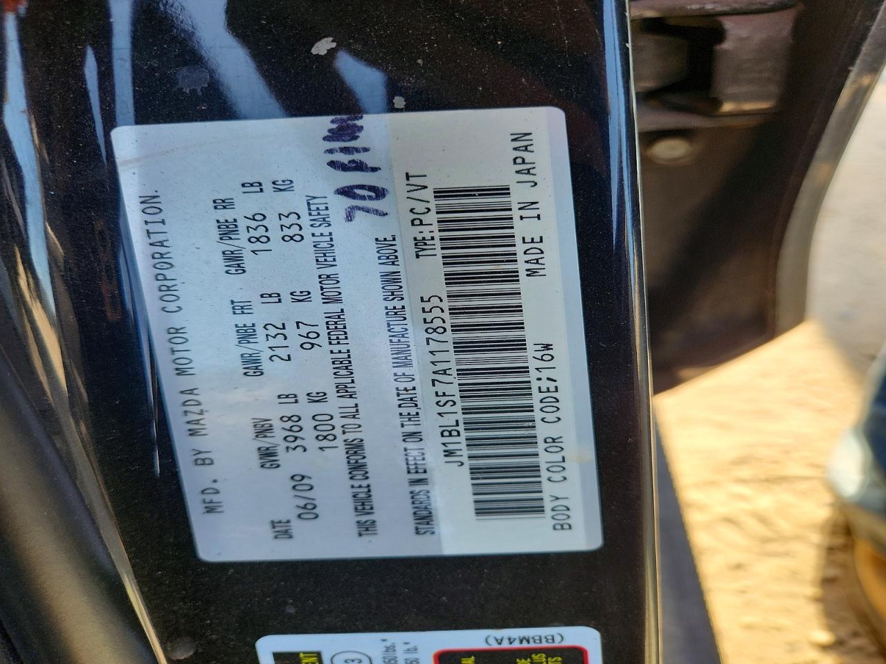 2010 Mazda 3 I Black vin: JM1BL1SF7A1178555