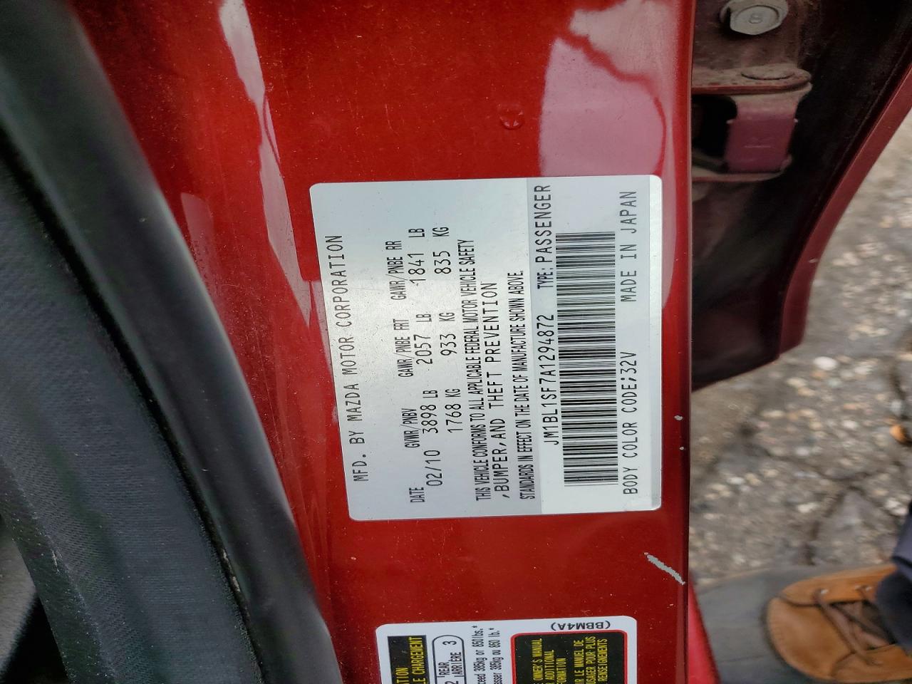 2010 Mazda 3 I Burgundy vin: JM1BL1SF7A1294872