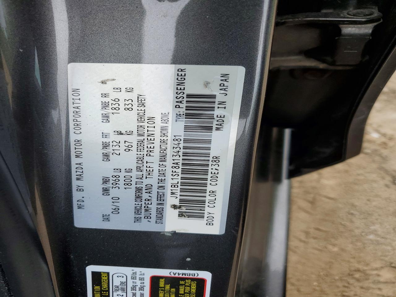 2010 Mazda 3 I Gray vin: JM1BL1SF8A1343481