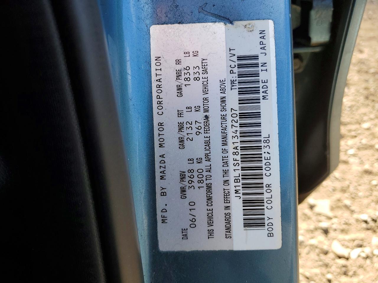 2010 Mazda 3 I Blue vin: JM1BL1SF8A1347207