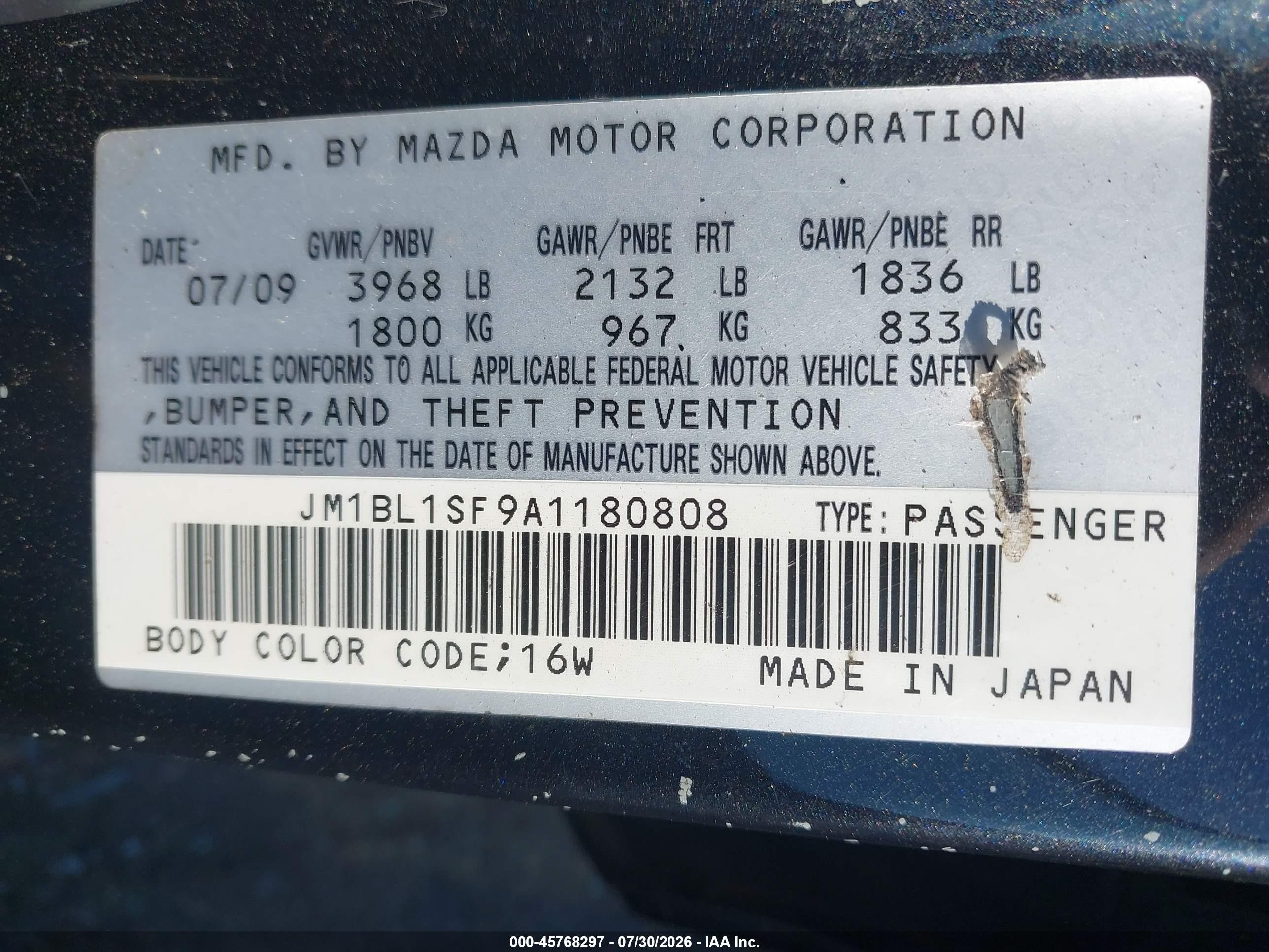 2010 Mazda Mazda3 I Sport Black vin: JM1BL1SF9A1180808