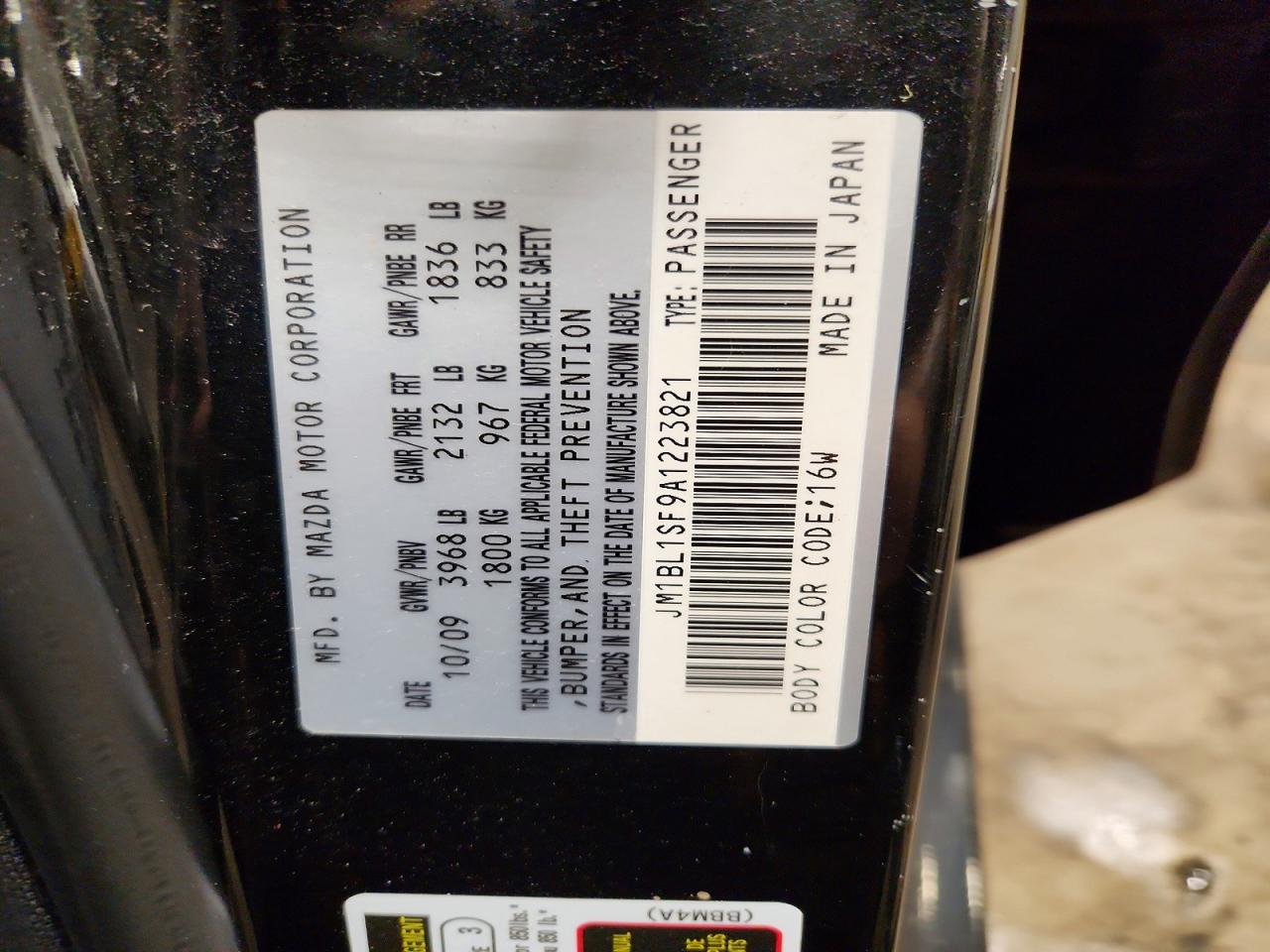 2010 Mazda 3 I Black vin: JM1BL1SF9A1223821