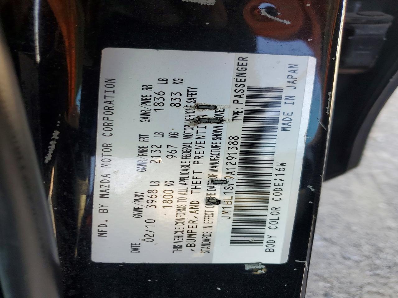 2010 Mazda 3 I Black vin: JM1BL1SF9A1291388