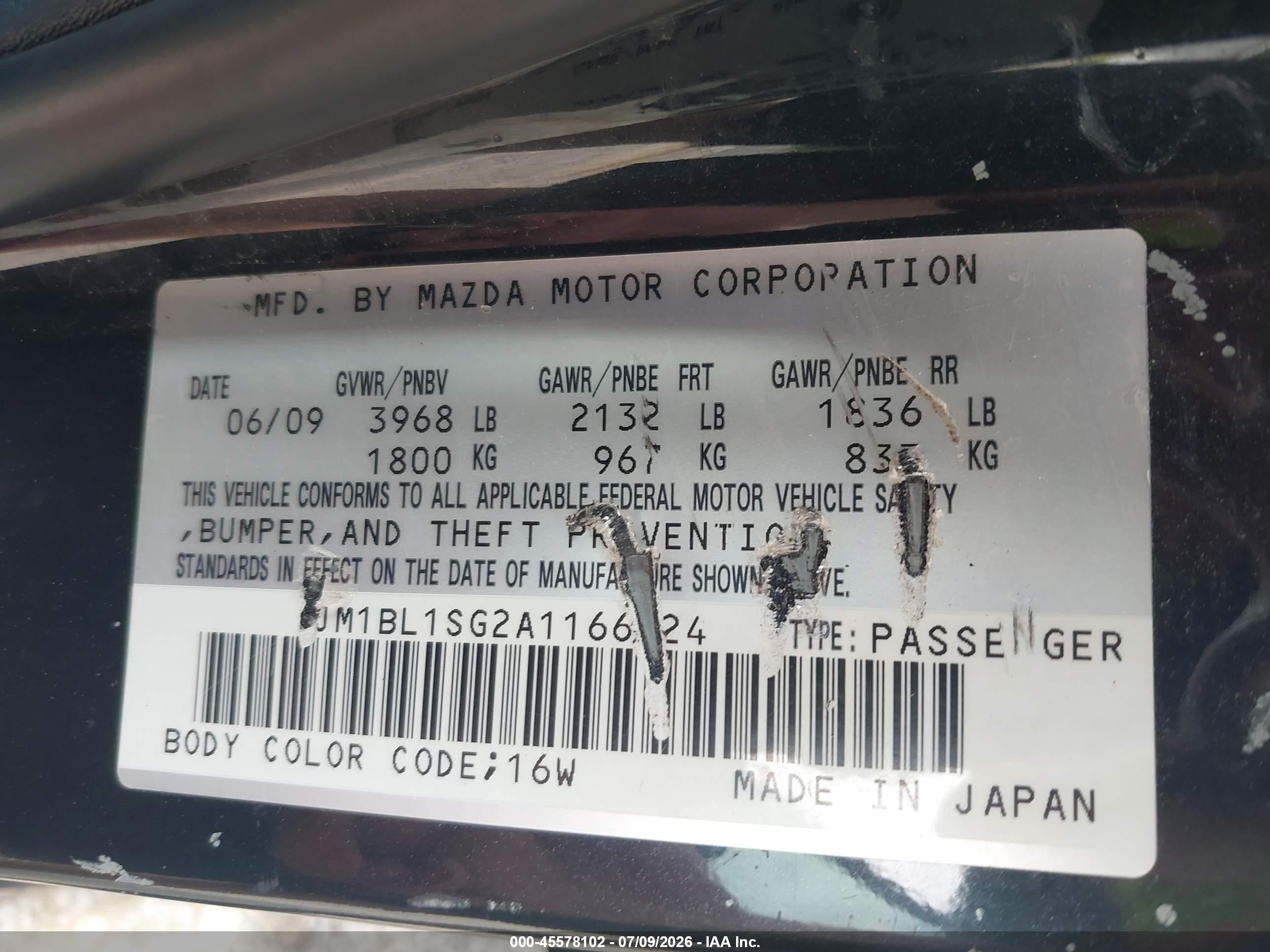 2010 Mazda Mazda3 I Touring Black vin: JM1BL1SG2A1166824