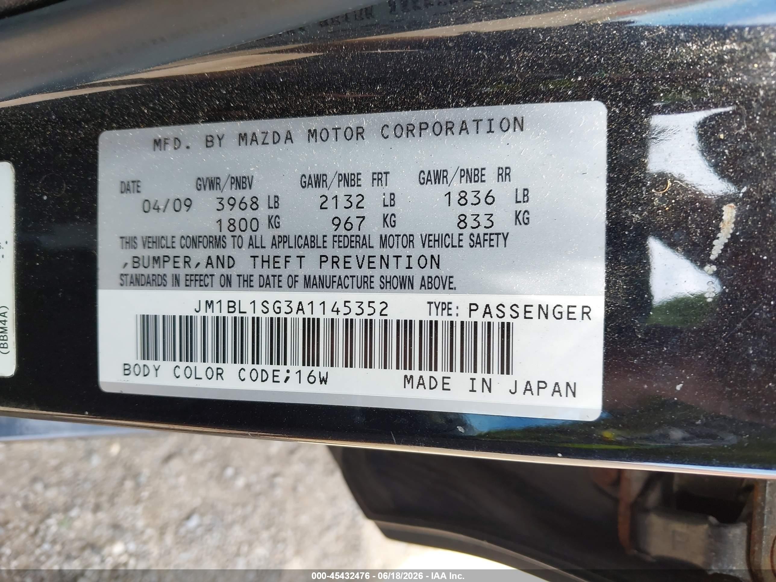 2010 Mazda Mazda3 I Touring Black vin: JM1BL1SG3A1145352