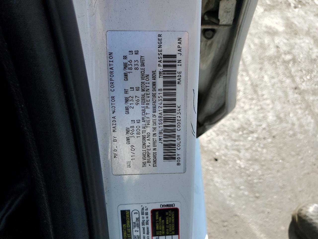 2010 Mazda 3 I White vin: JM1BL1SG8A1243518