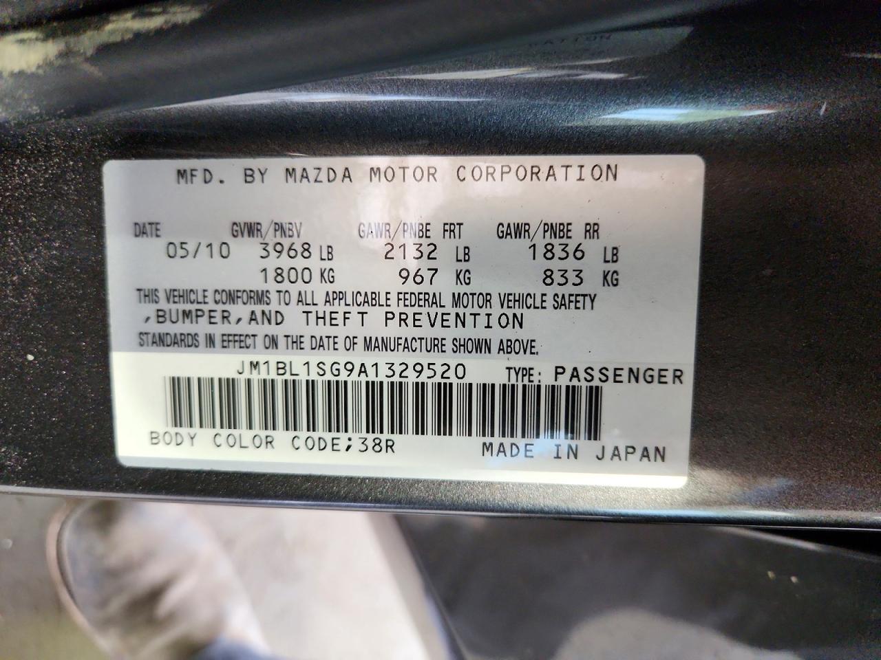 2010 Mazda 3 I Charcoal vin: JM1BL1SG9A1329520