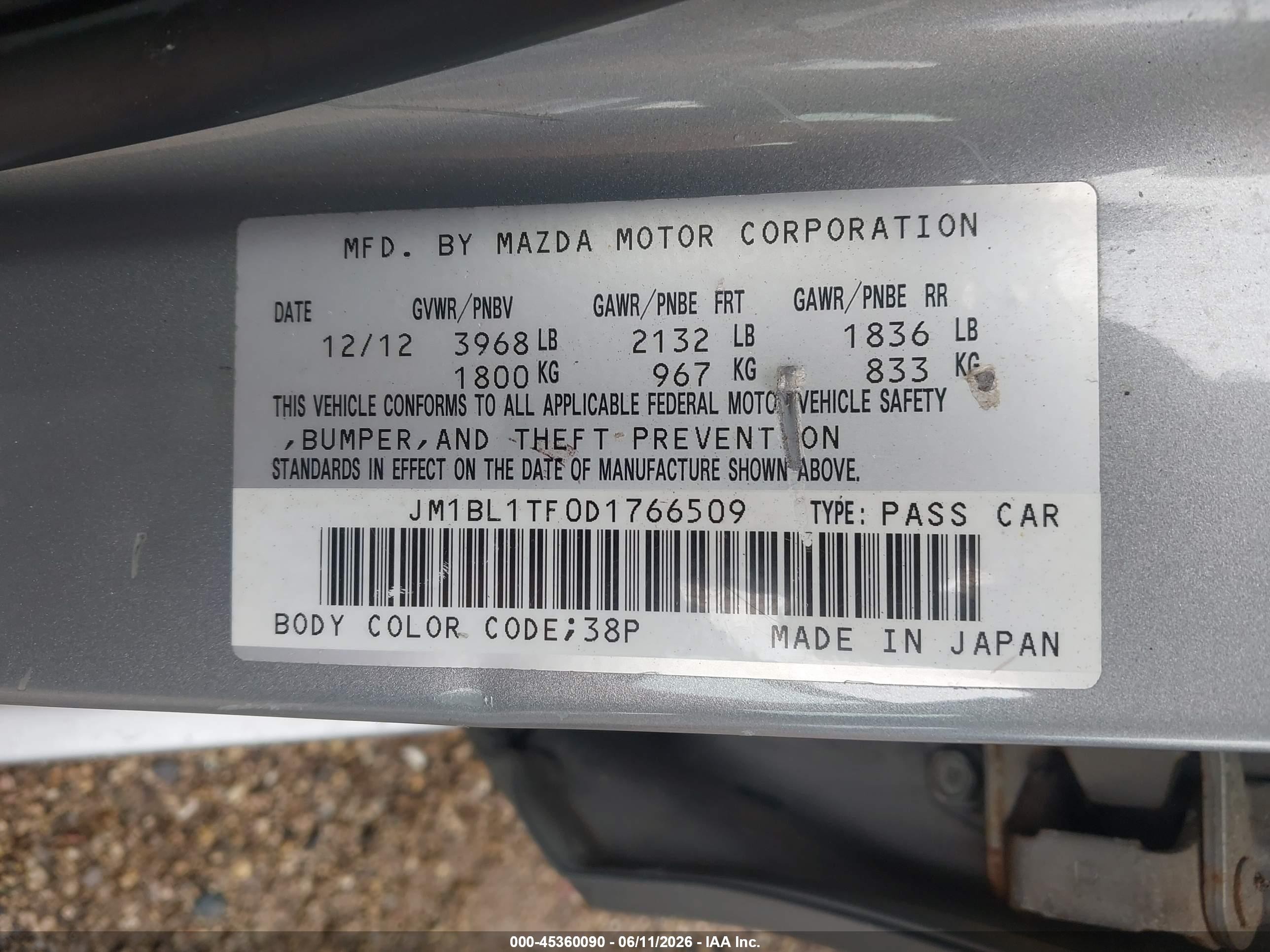 2013 Mazda Mazda3 I Sv Gray vin: JM1BL1TF0D1766509