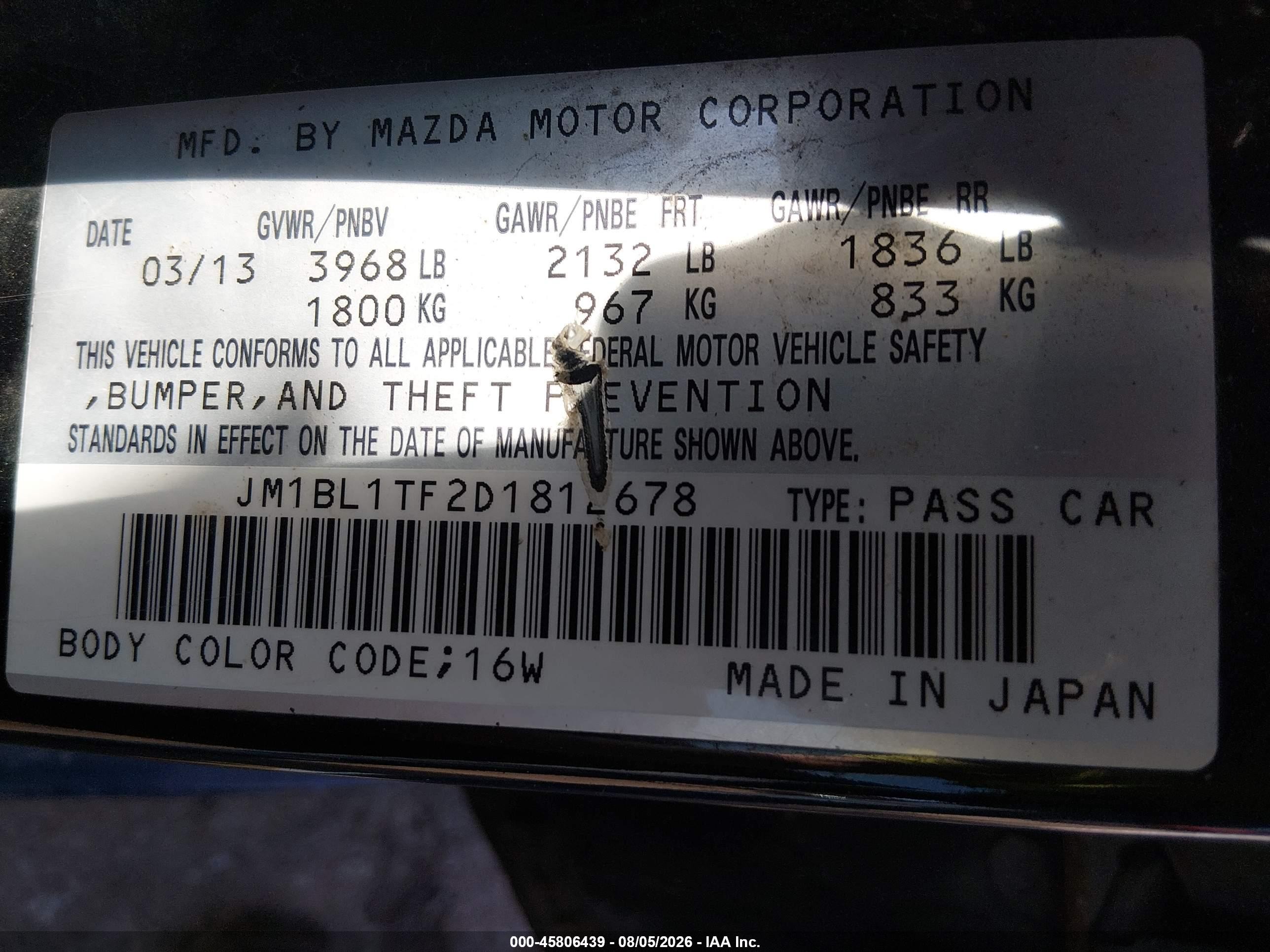 2013 Mazda Mazda3 I Sv Black vin: JM1BL1TF2D1812678