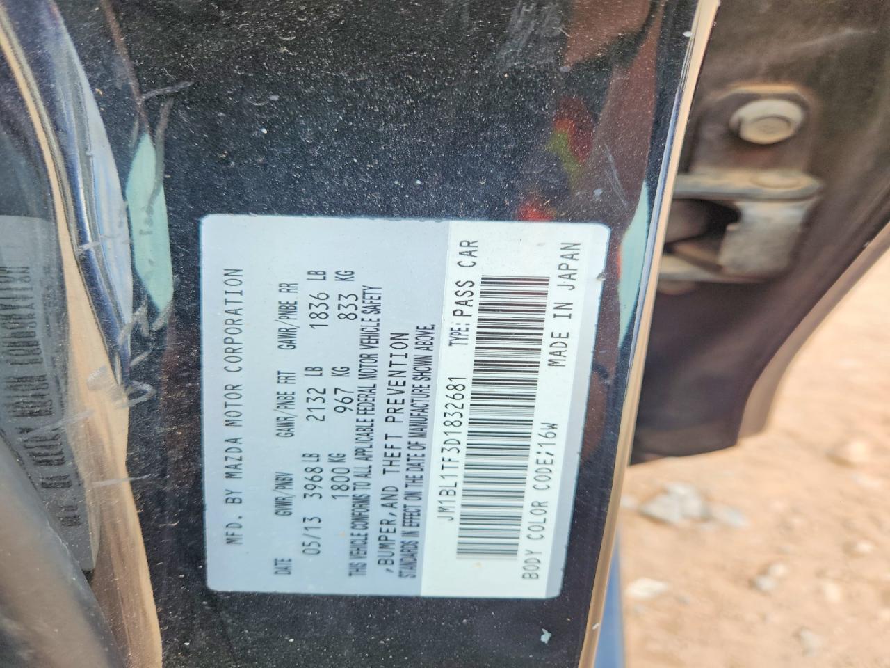 2013 Mazda 3 I Charcoal vin: JM1BL1TF3D1832681
