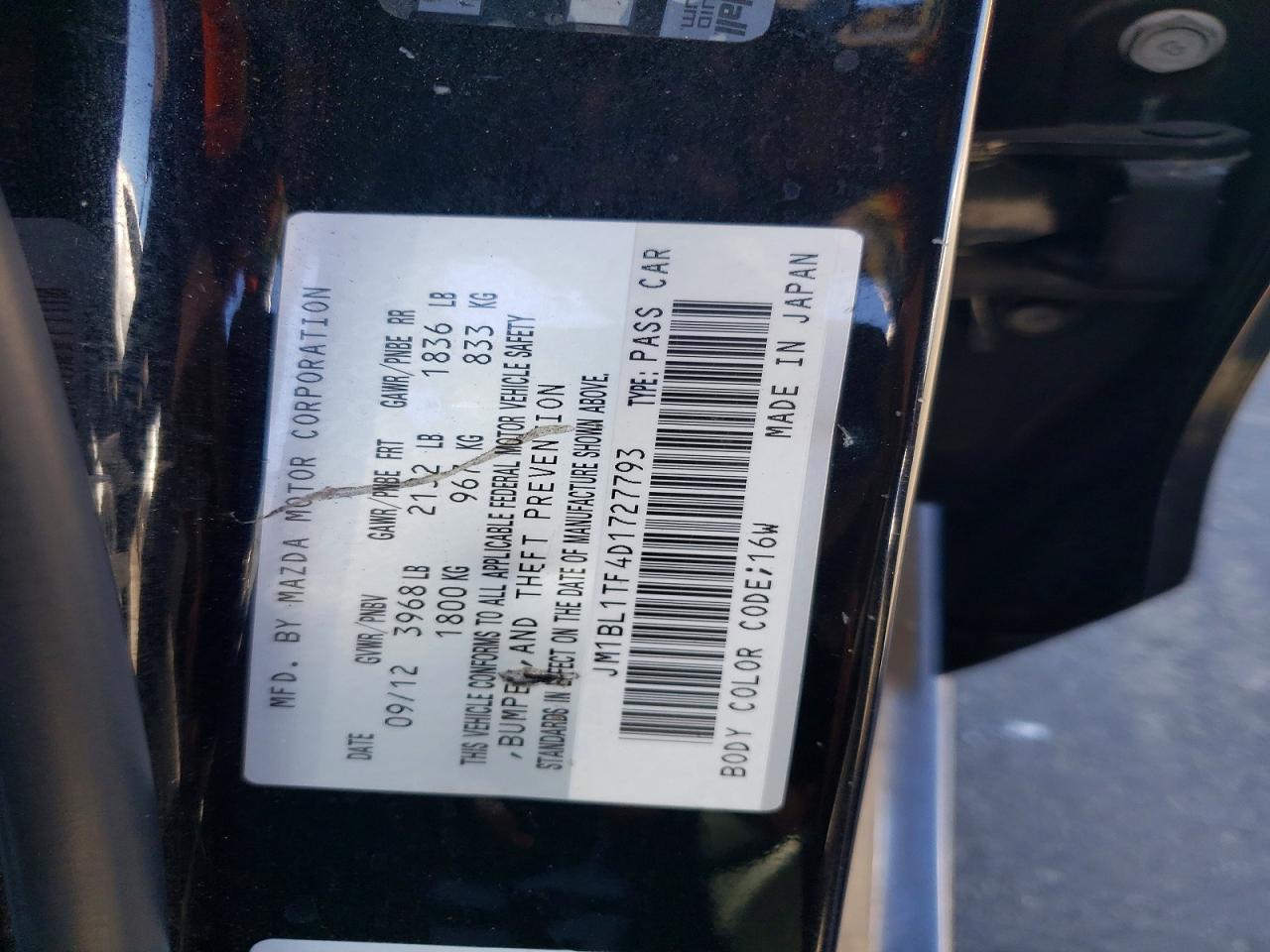 2013 Mazda 3 I Black vin: JM1BL1TF4D1727793