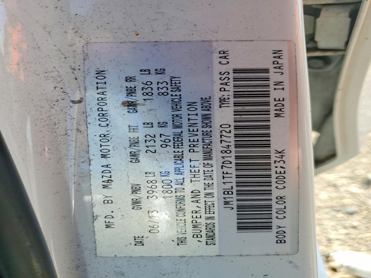 2013 Mazda 3 I White vin: JM1BL1TF7D1847720