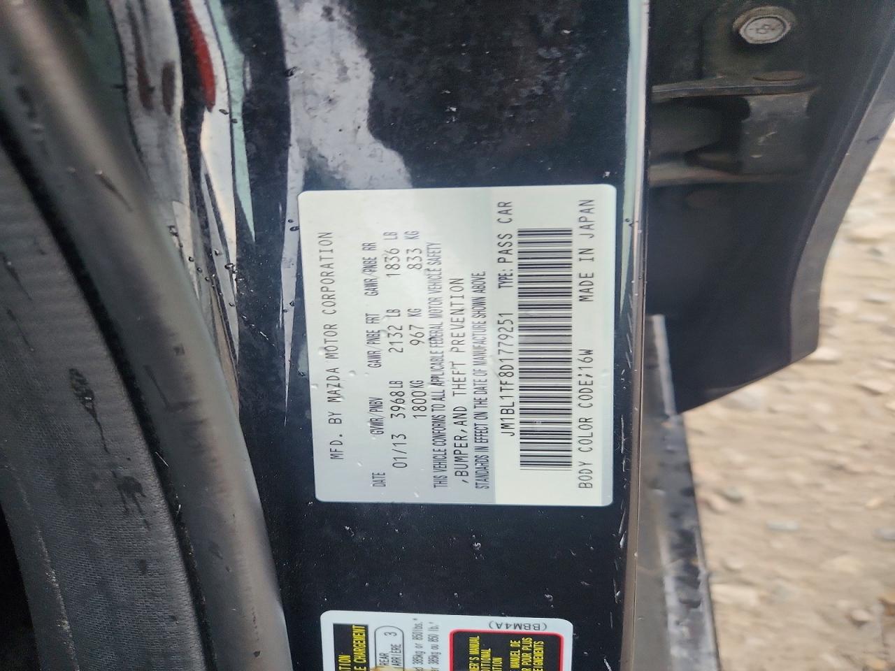 2013 Mazda 3 I Black vin: JM1BL1TF8D1779251