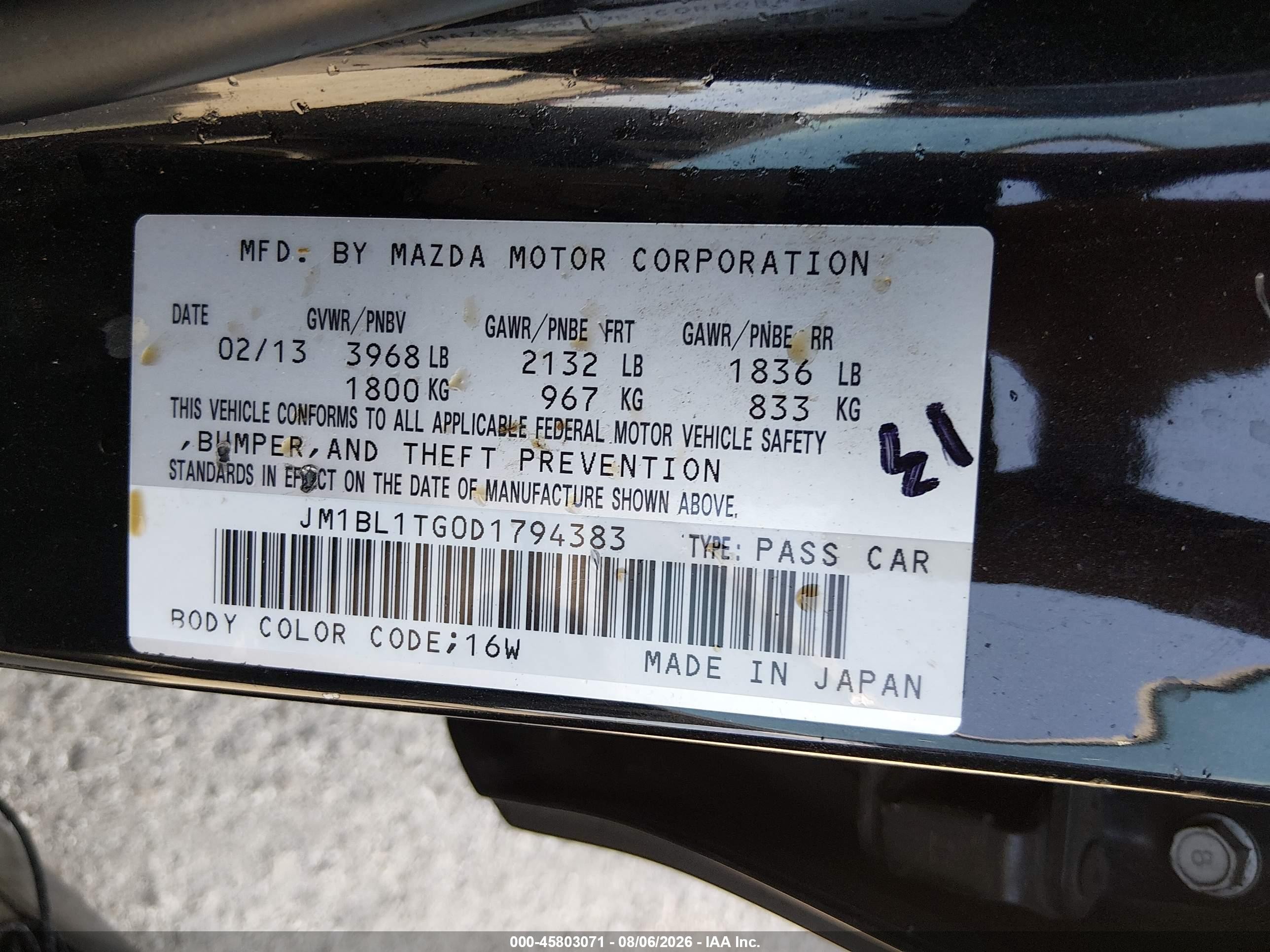 2013 Mazda Mazda3 I Sv Black vin: JM1BL1TG0D1794383