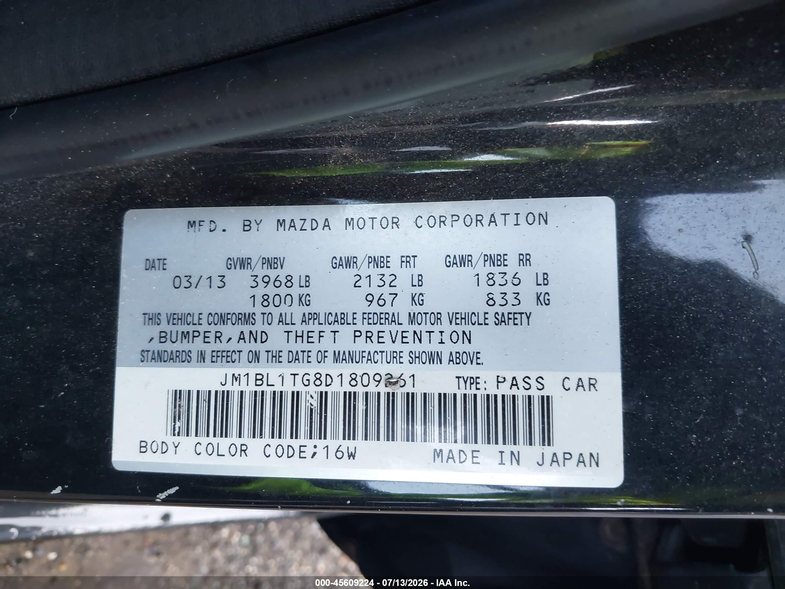 2013 Mazda Mazda3 I Sv Black vin: JM1BL1TG8D1809261