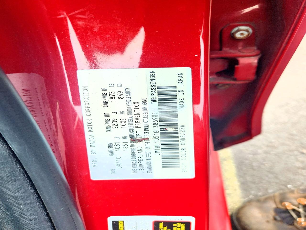 2011 Mazda 3 S Red vin: JM1BL1U51B1386985