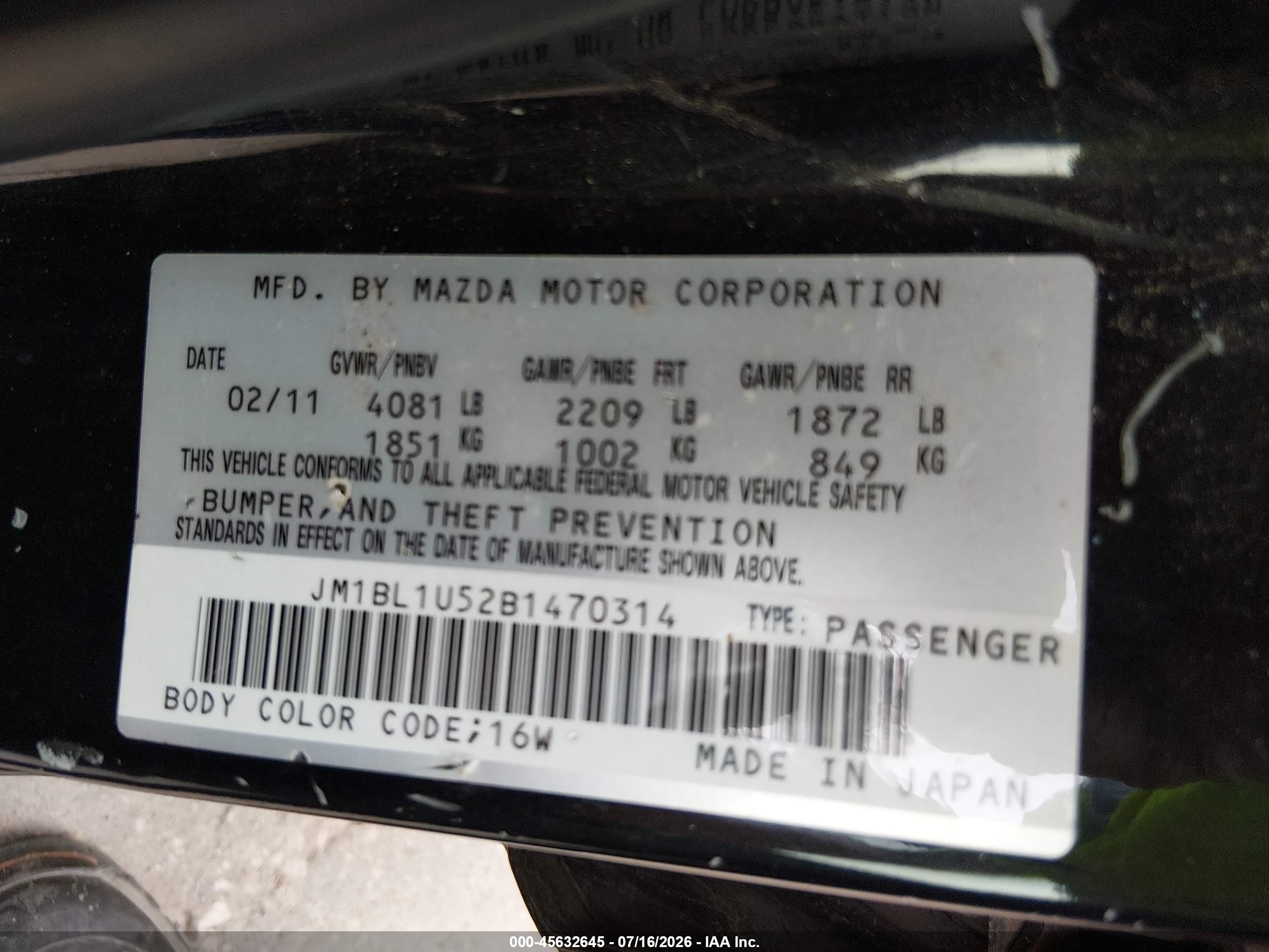 2011 Mazda Mazda3   Черный vin: JM1BL1U52B1470314