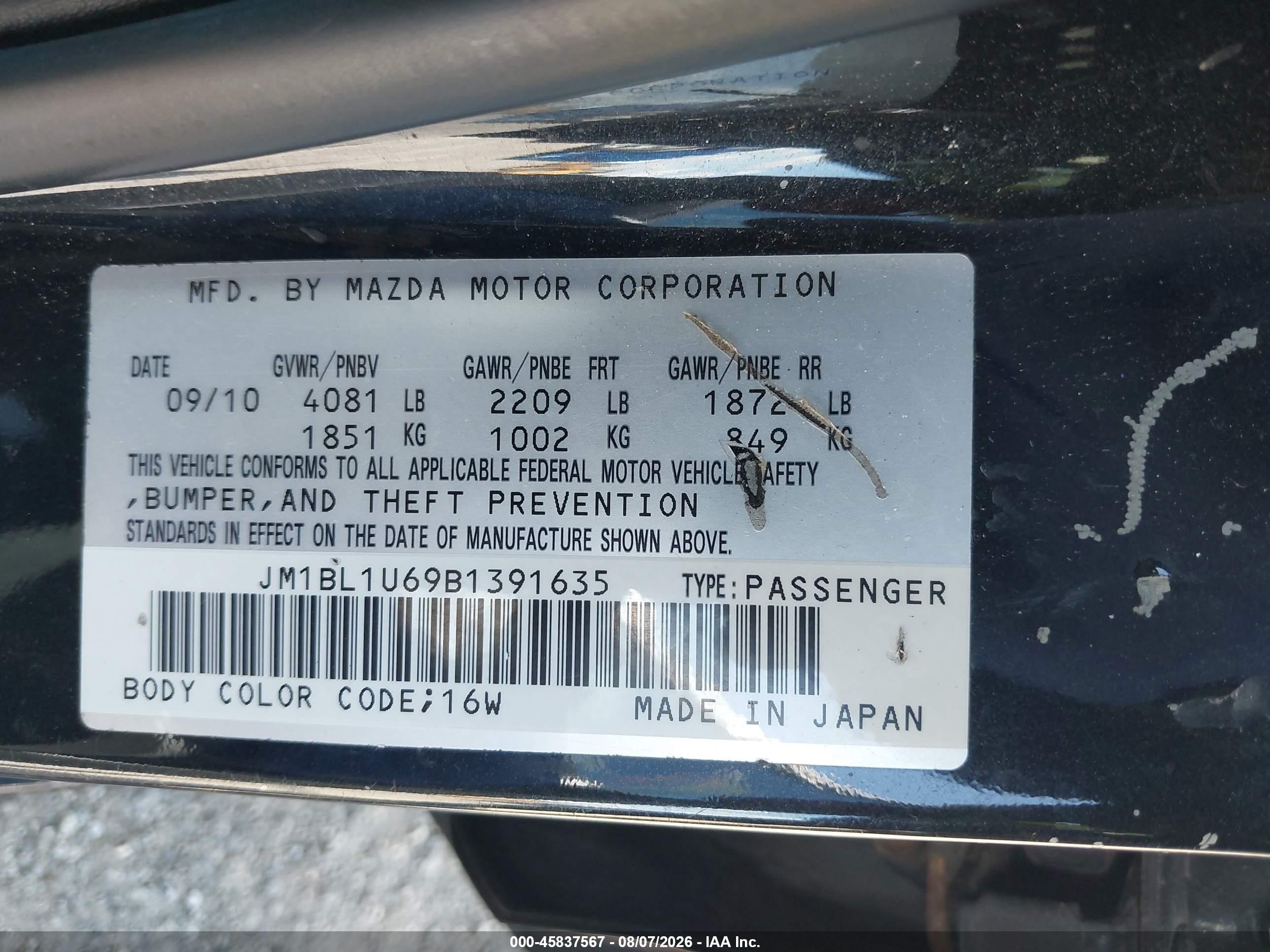 2011 Mazda Mazda3 S Sport Black vin: JM1BL1U69B1391635