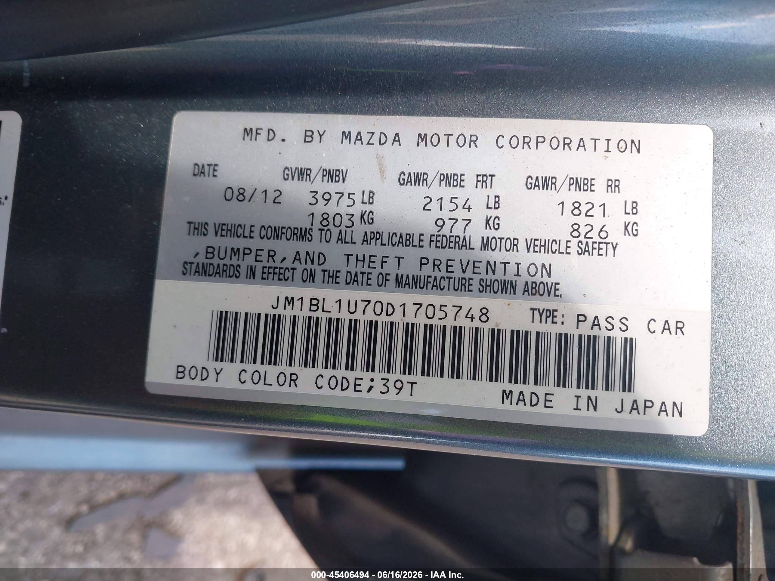 2013 Mazda Mazda3 I Sport Light Blue vin: JM1BL1U70D1705748