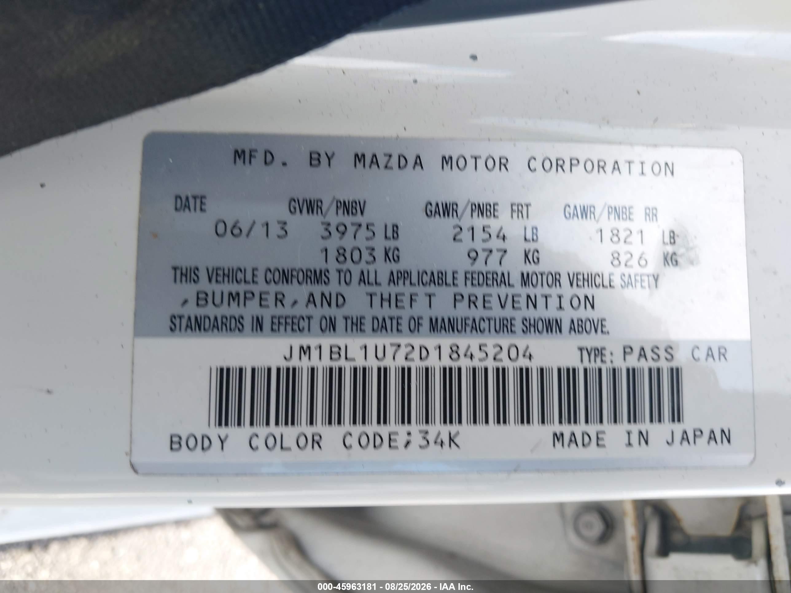 2013 Mazda Mazda3 I Sport White vin: JM1BL1U72D1845204