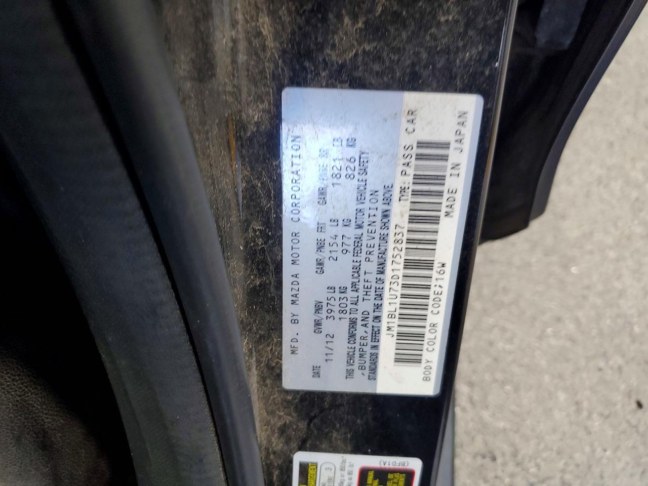 2013 Mazda 3 I Black vin: JM1BL1U73D1752837