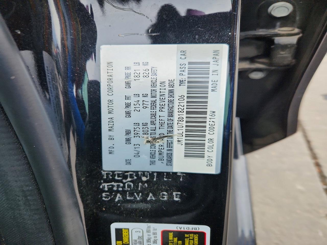 2013 Mazda 3 I Black vin: JM1BL1U78D1822106