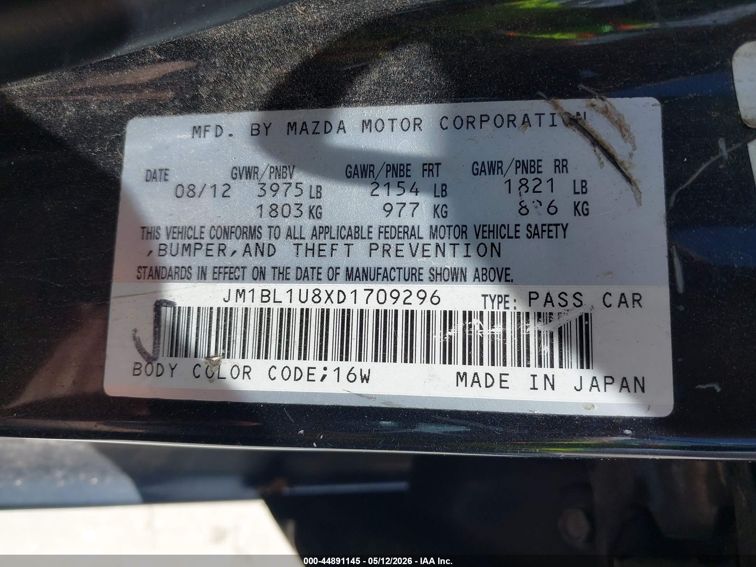 2013 Mazda Mazda3 I Sport Black vin: JM1BL1U8XD1709296