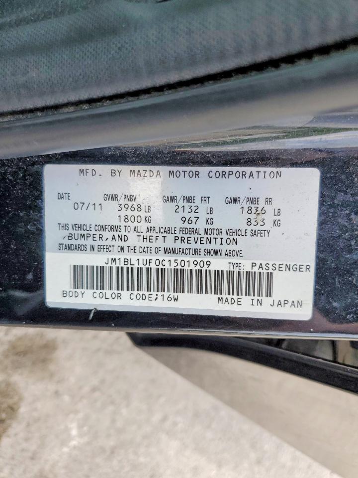 2012 Mazda 3 I Черный vin: JM1BL1UF0C1501909