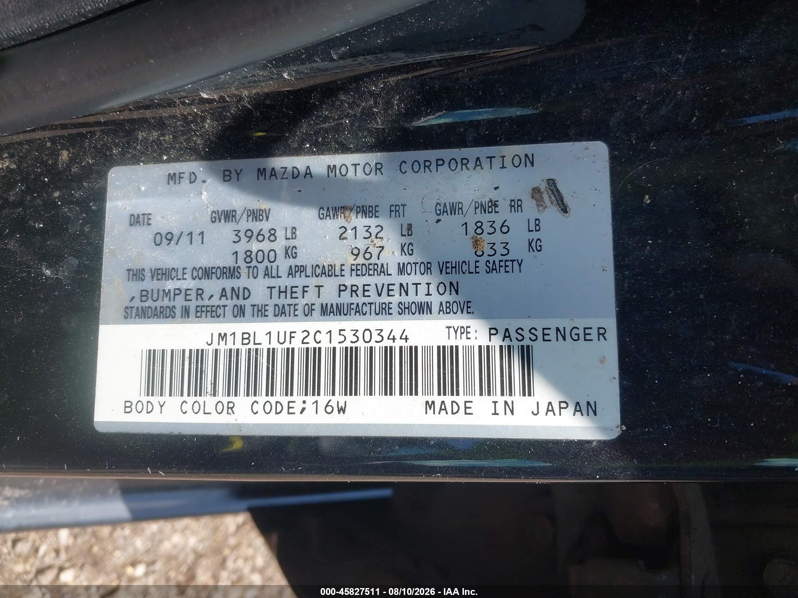 2012 Mazda Mazda3 I Sport Black vin: JM1BL1UF2C1530344