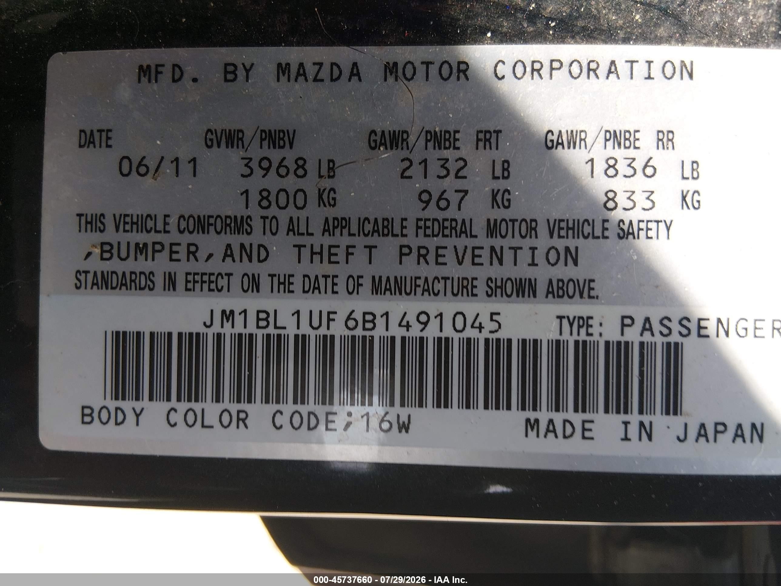 2011 Mazda Mazda3 I Sport Black vin: JM1BL1UF6B1491045